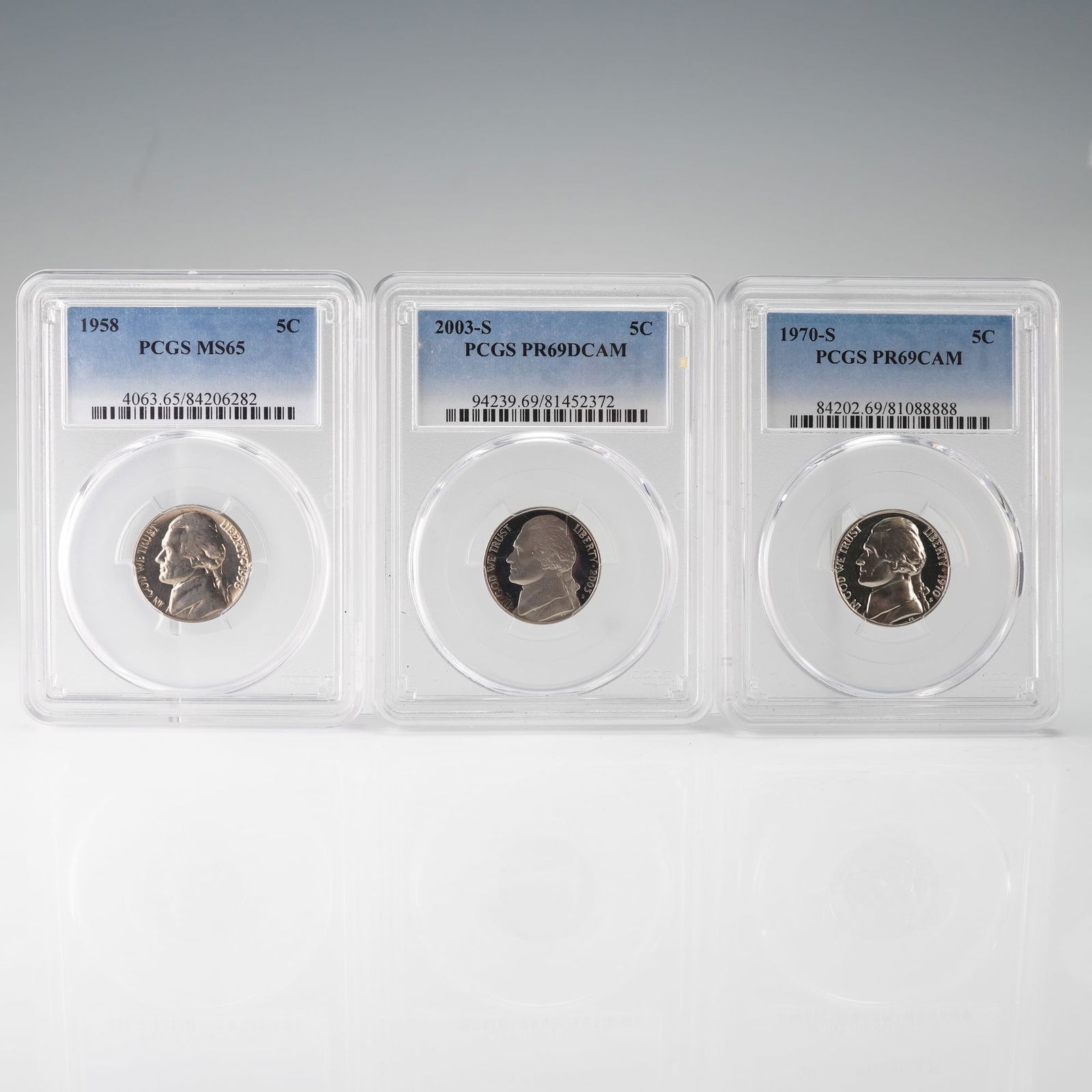 3pc 1958 to 2003-S Jefferson Nickel PCGS Graded Coins (1 of 2)