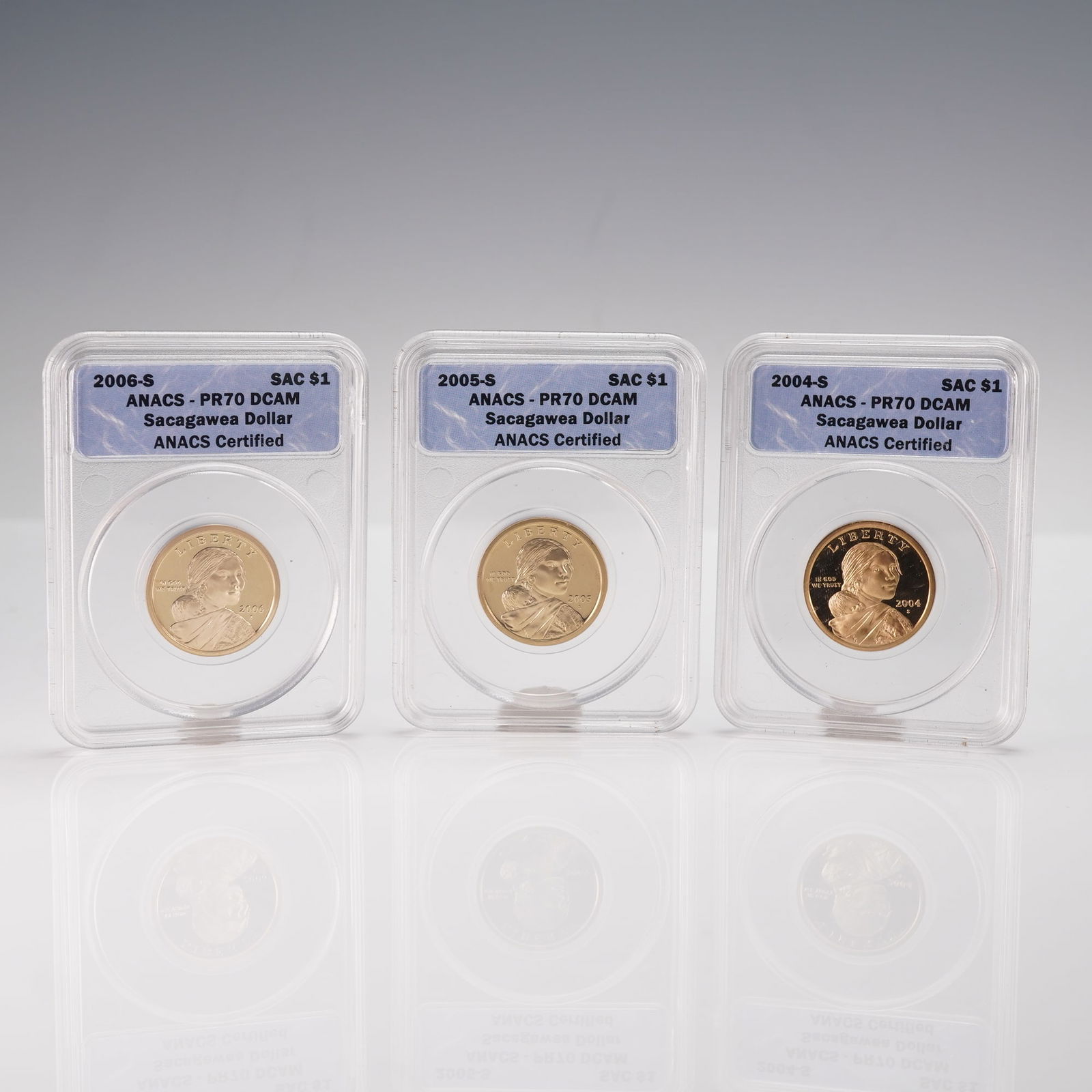 3pc 2004-S to 2006-S Sacagawea Dollar ANACS Graded PR-70 DCAM Coins (1 of 2)