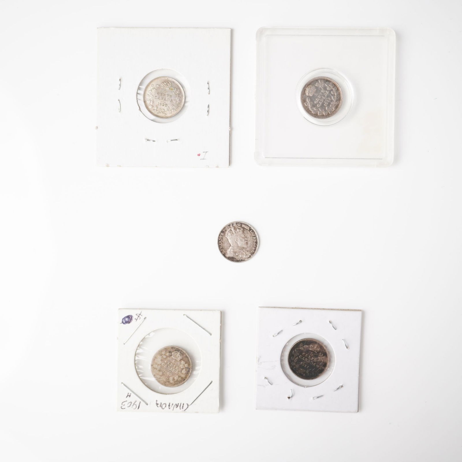 5pc 1902, 1903, 1911, 1917, 1920 Canada Silver 5 Cent (1 of 4)