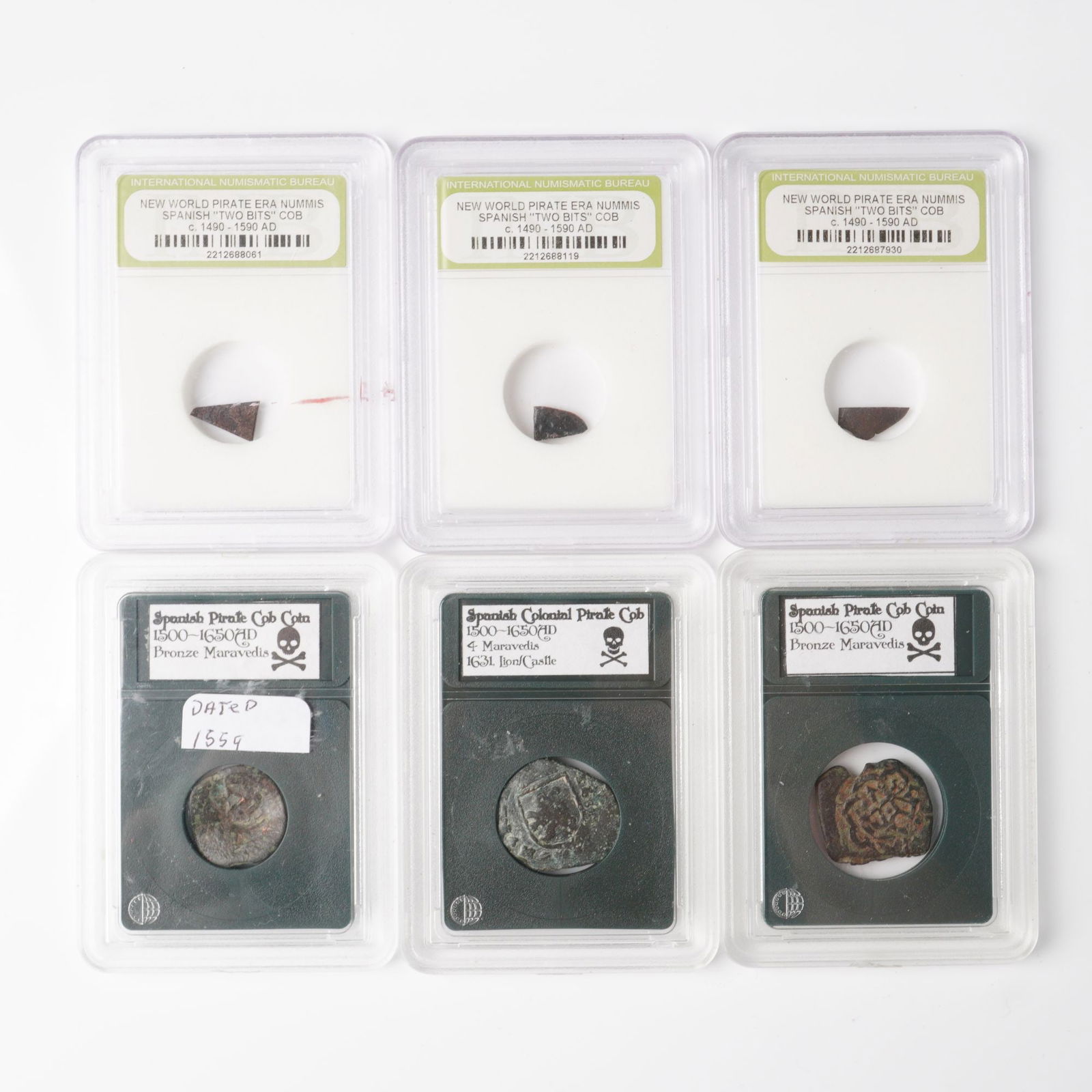 6pc Antique Spanish Pirate Two Bits and Cob Coins (1 of 5)