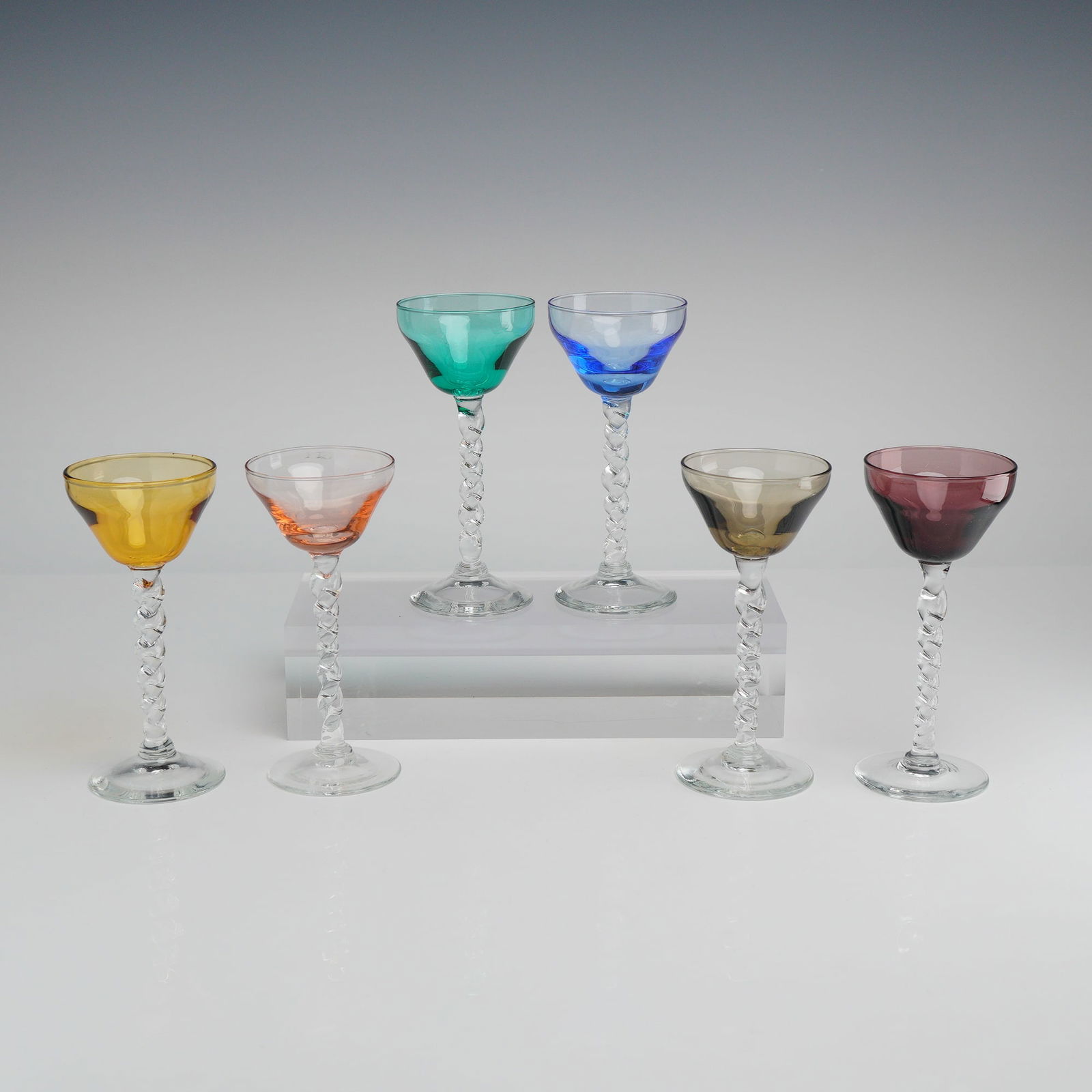 6pc Multi-Colored Braided Stem Cordial Glasses (1 of 4)