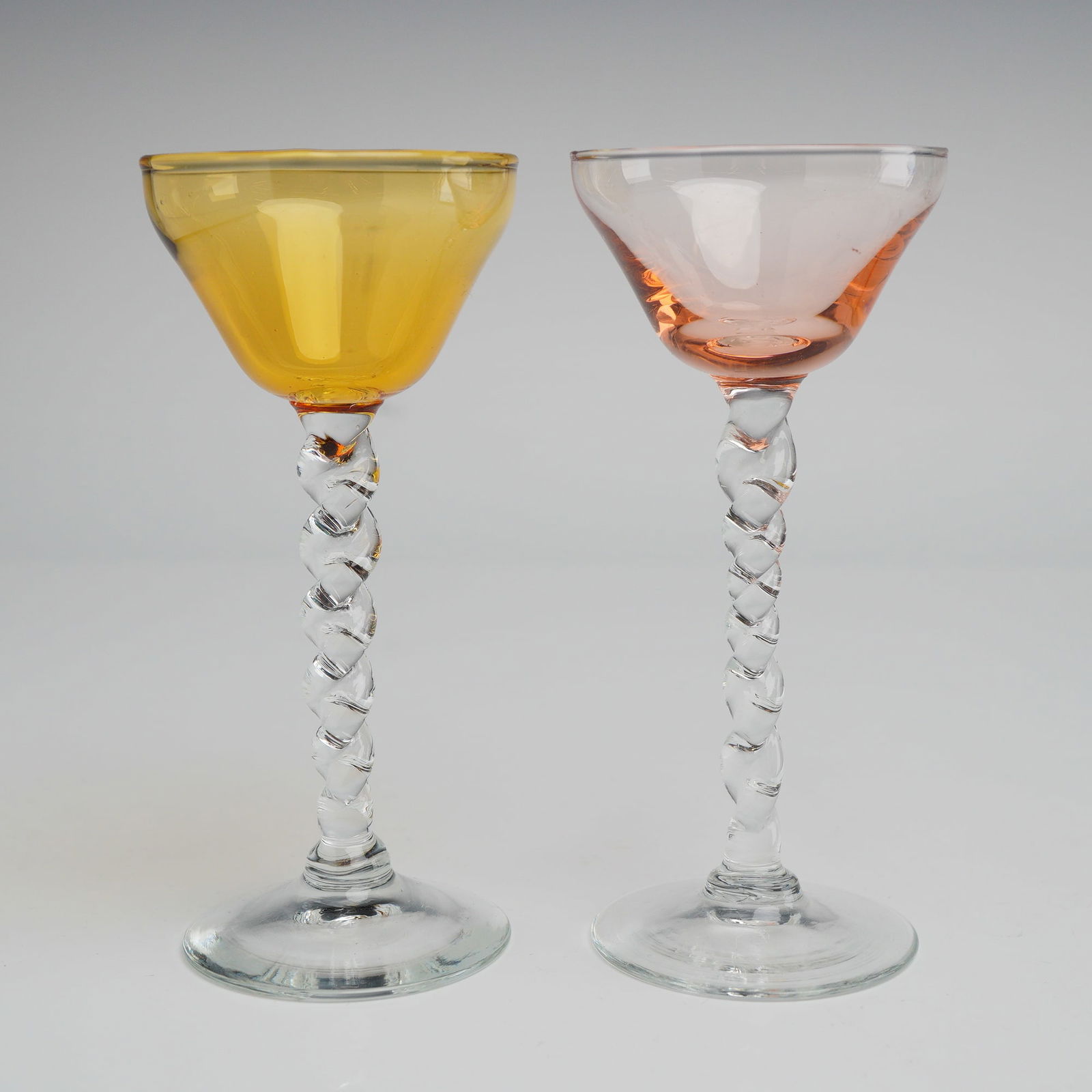 6pc Multi-Colored Braided Stem Cordial Glasses - 2