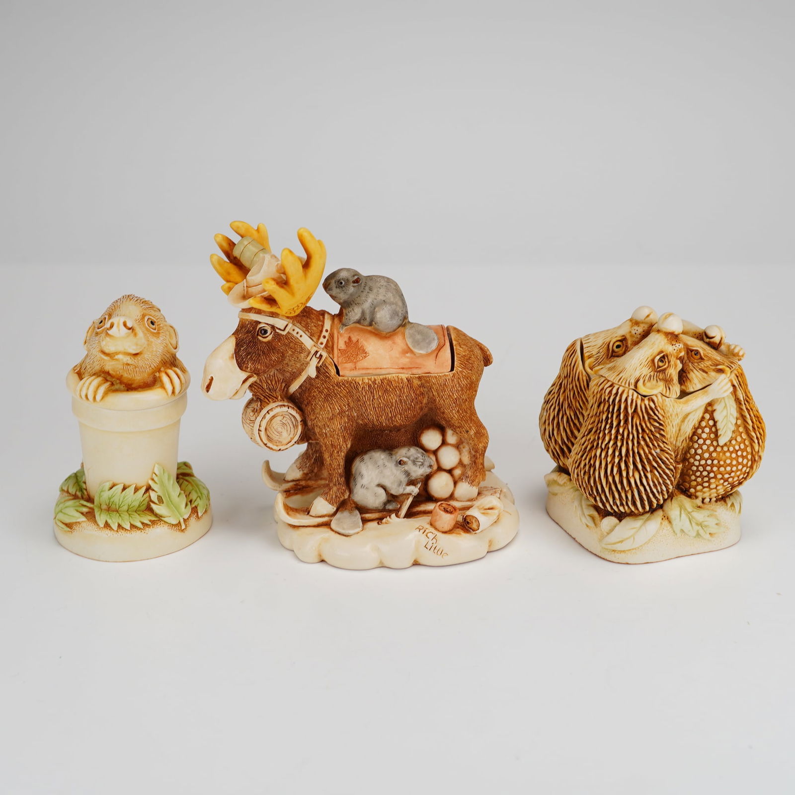 3pc Harmony Kingdom Box Figurines, Close Shave, Pot Sticker, & Beer Nuts (1 of 4)