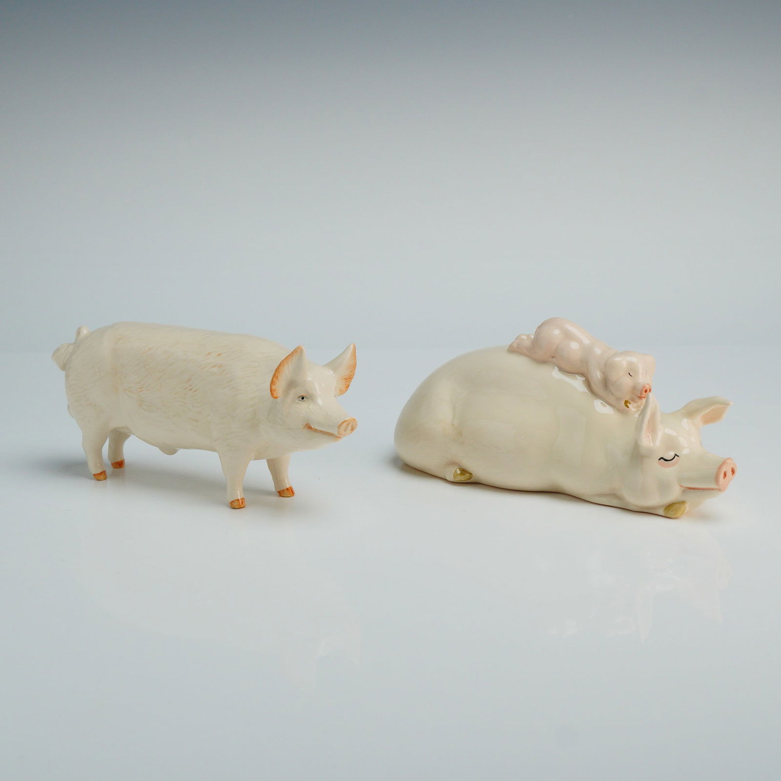 2pc Beswick Ceramic Figurines, CH Wallboy 53 and Sow with Piglet (1 of 5)