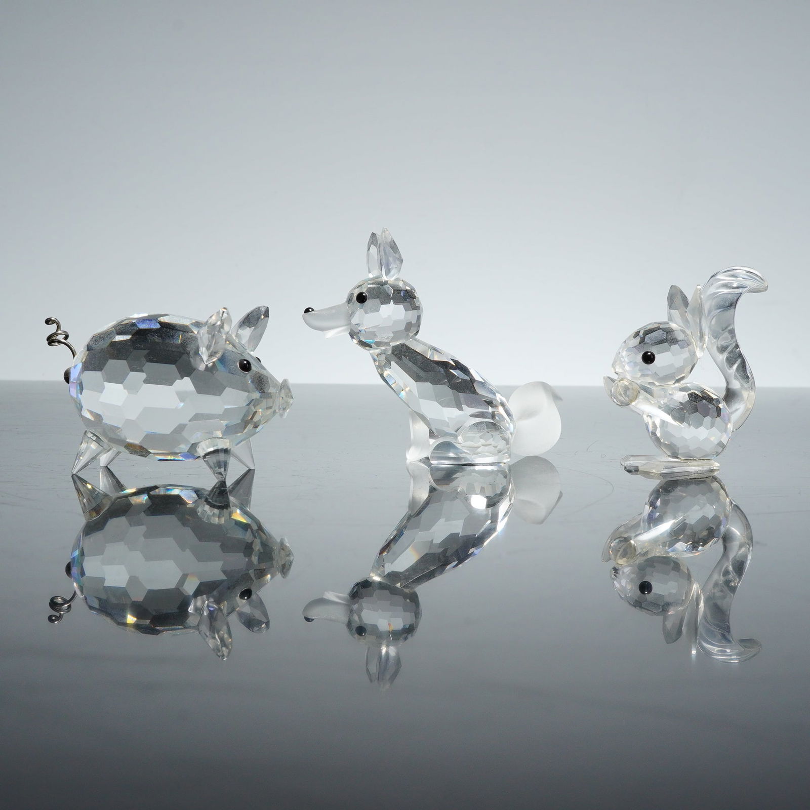 Three Swarovski Crystal Figurines, Fox, Squirrel and Pig (1 of 4)