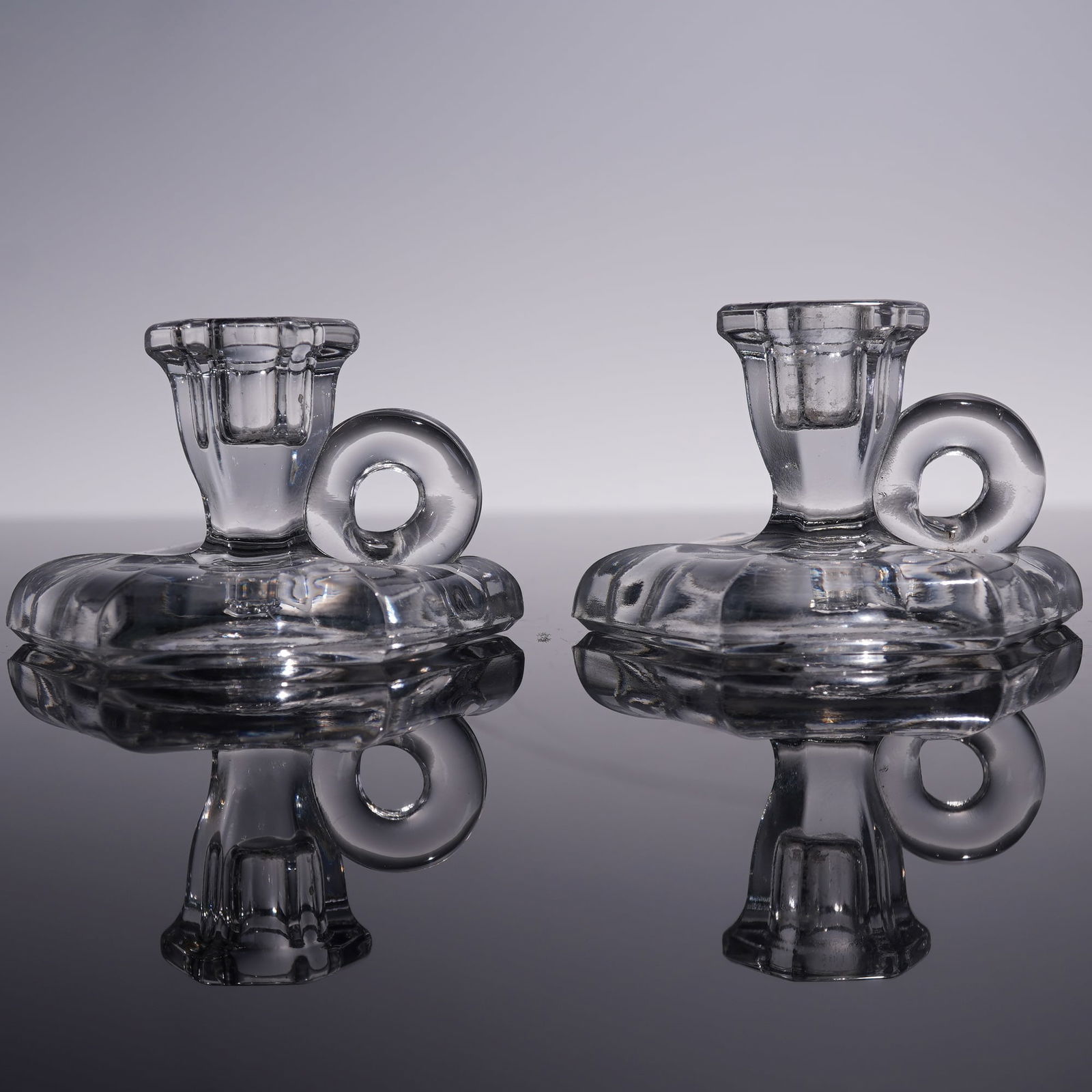 6pc Clear Glass Candlesticks - 2