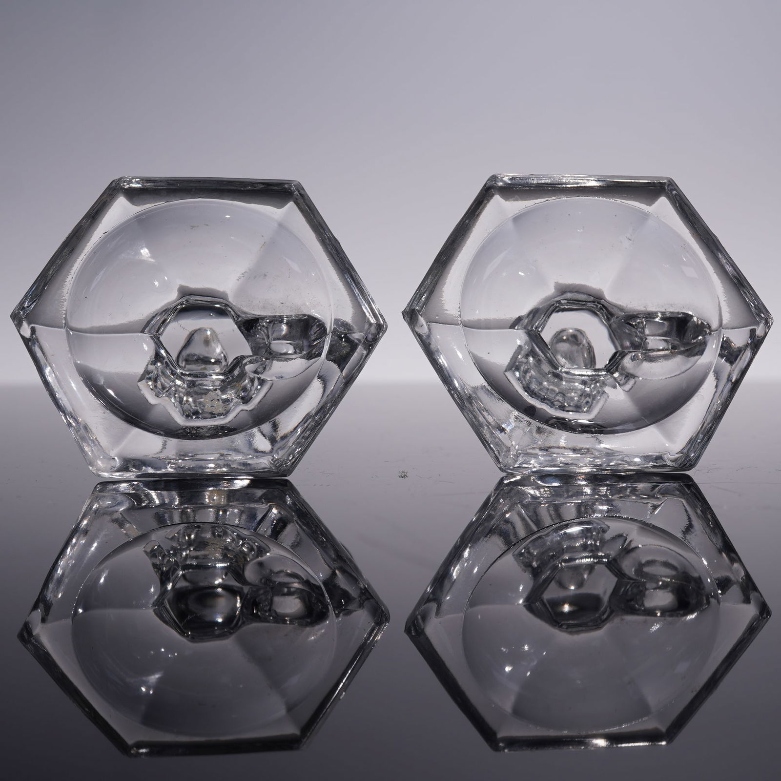 6pc Clear Glass Candlesticks - 3