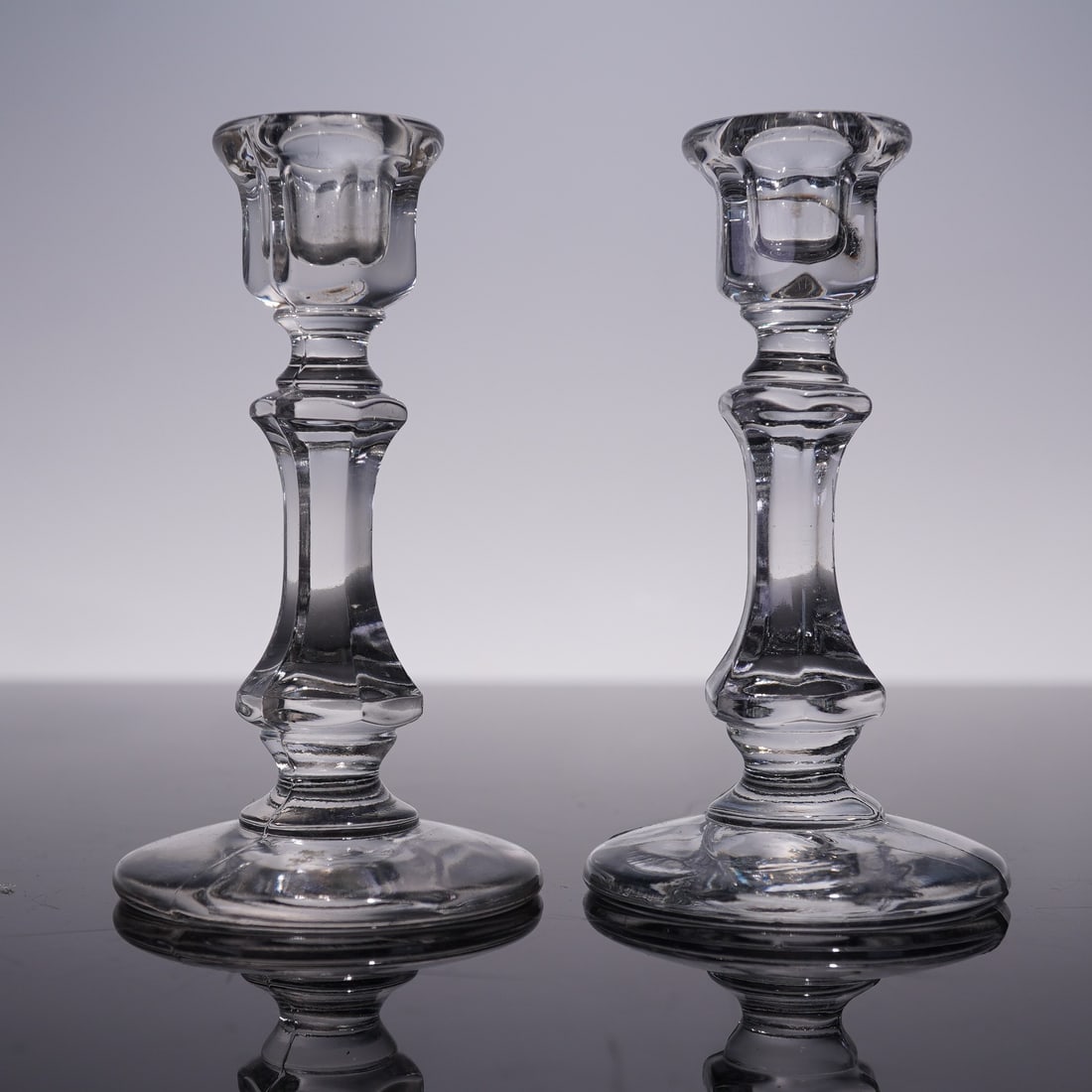 6pc Clear Glass Candlesticks - 4
