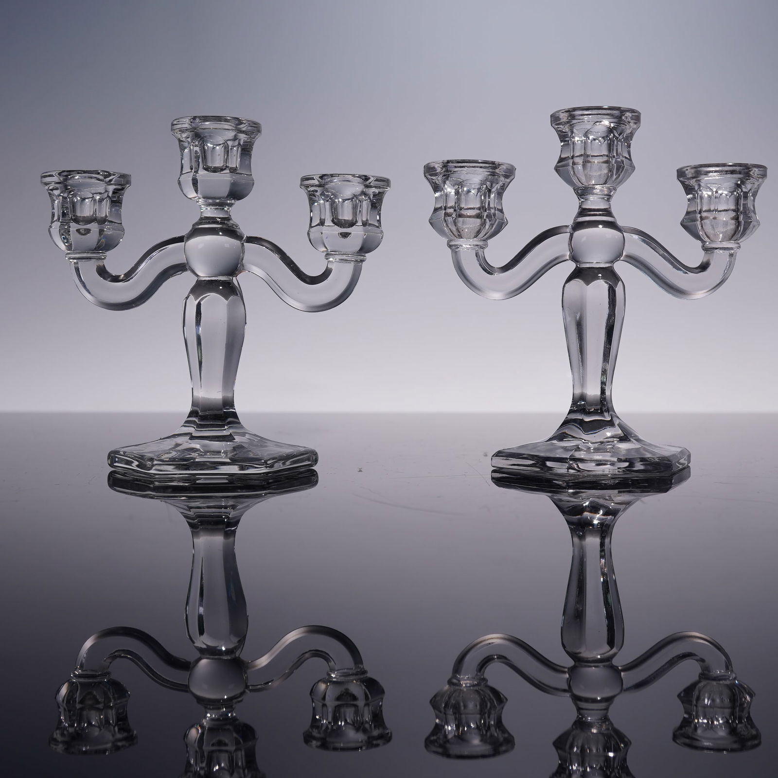 6pc Clear Glass Candlesticks - 6