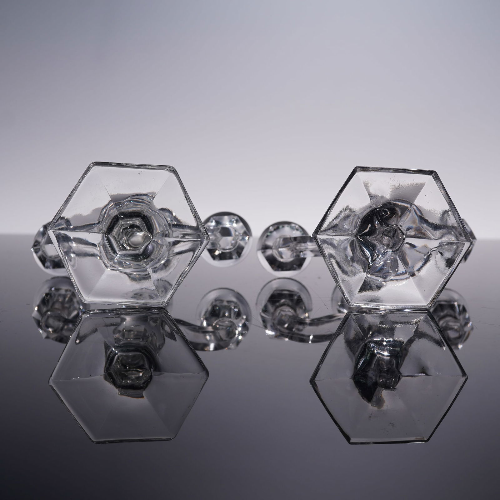 6pc Clear Glass Candlesticks - 7