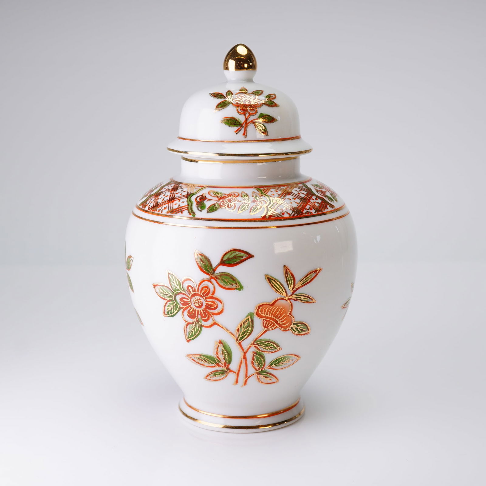 East Asian Style Hand-Painted Porcelain Lidded Ginger Jar (1 of 5)