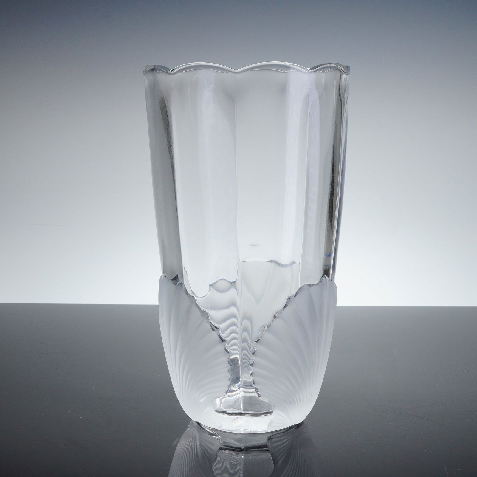 Tall Frosted Shell Motif Glass Vase (1 of 4)