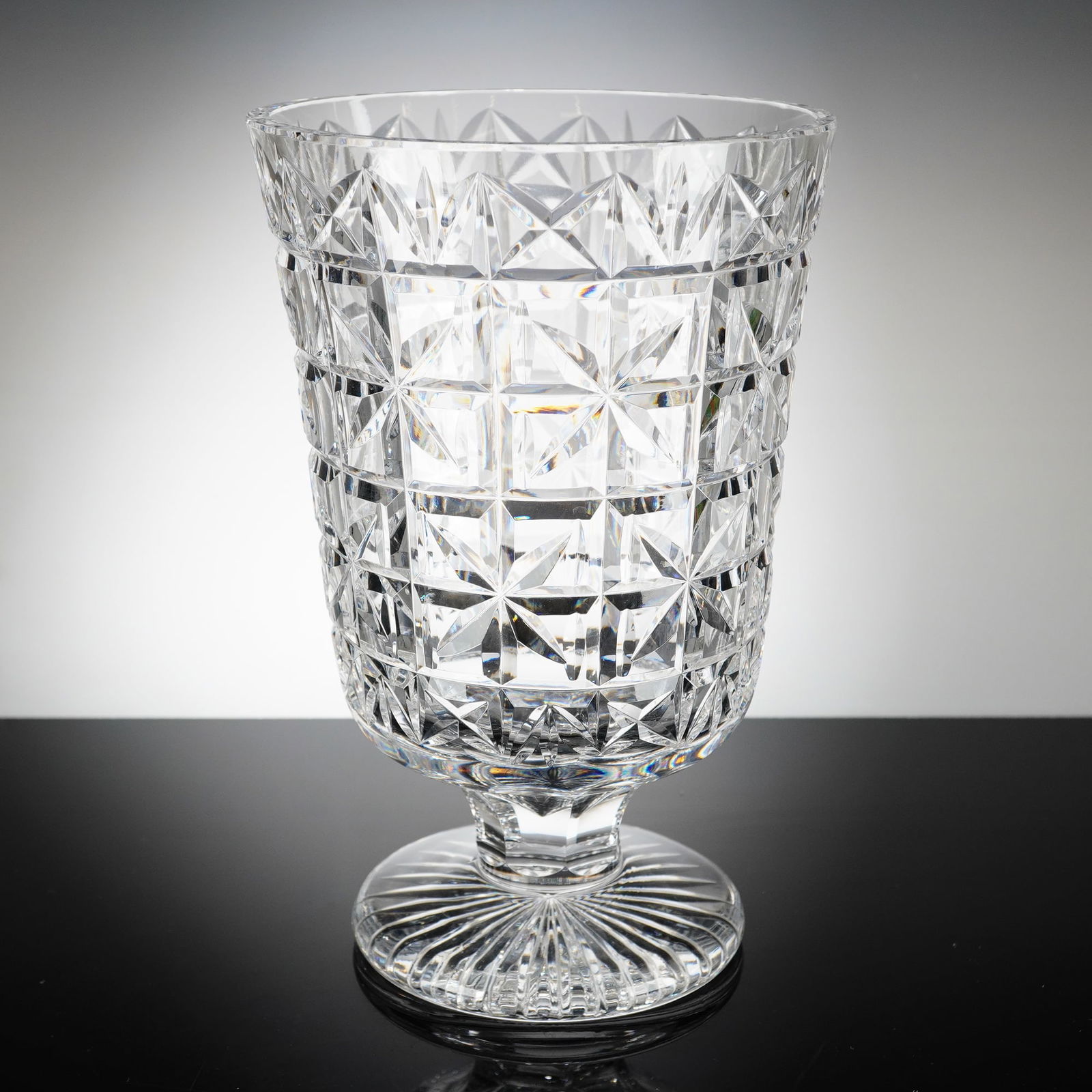 Crystal Footed Vase with Deep-Cut Geometric Motifs (1 of 3)