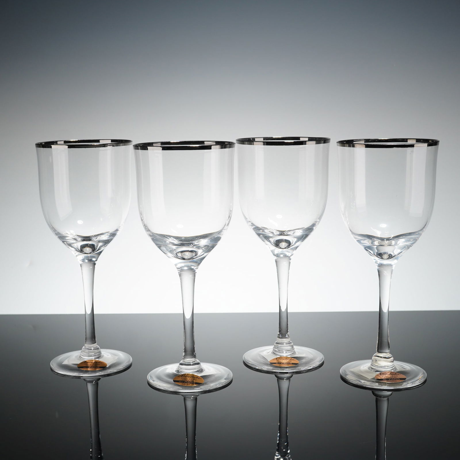 4pc Noritake Platinum Rimmed Crystal Wine Glasses, Paris (1 of 4)