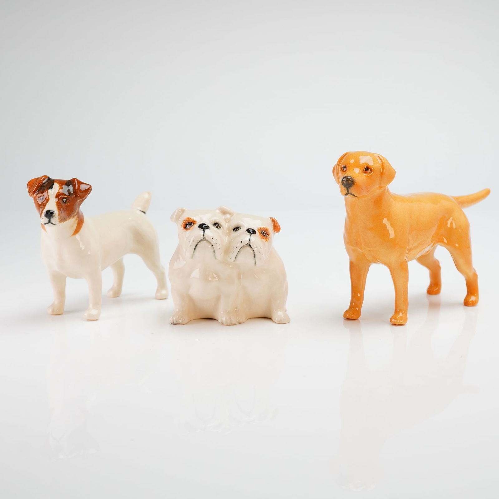 3pc Beswick Porcelain Dog Figurines- Bulldogs, Retriever & Terrier (1 of 5)