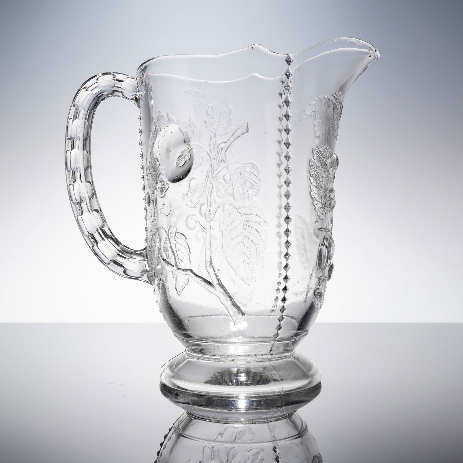 EAPG Stippled Grapes and Fruit Pattern Pressed Glass Water Pitcher (1 of 3)