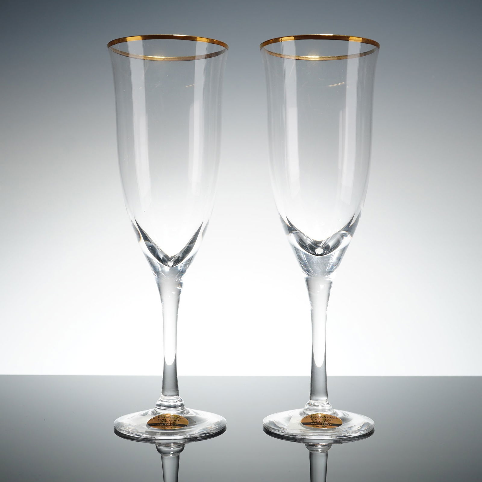 Pair of Noritake Crystal Champagne Flutes, Troy (1 of 4)