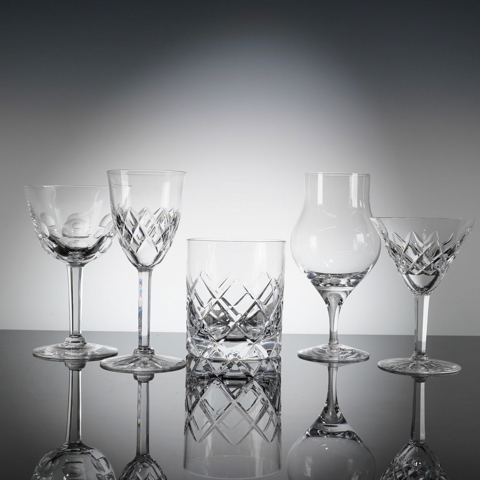 A Collection of Five Orrefors Elisabeth Crystal Glasses (1 of 4)