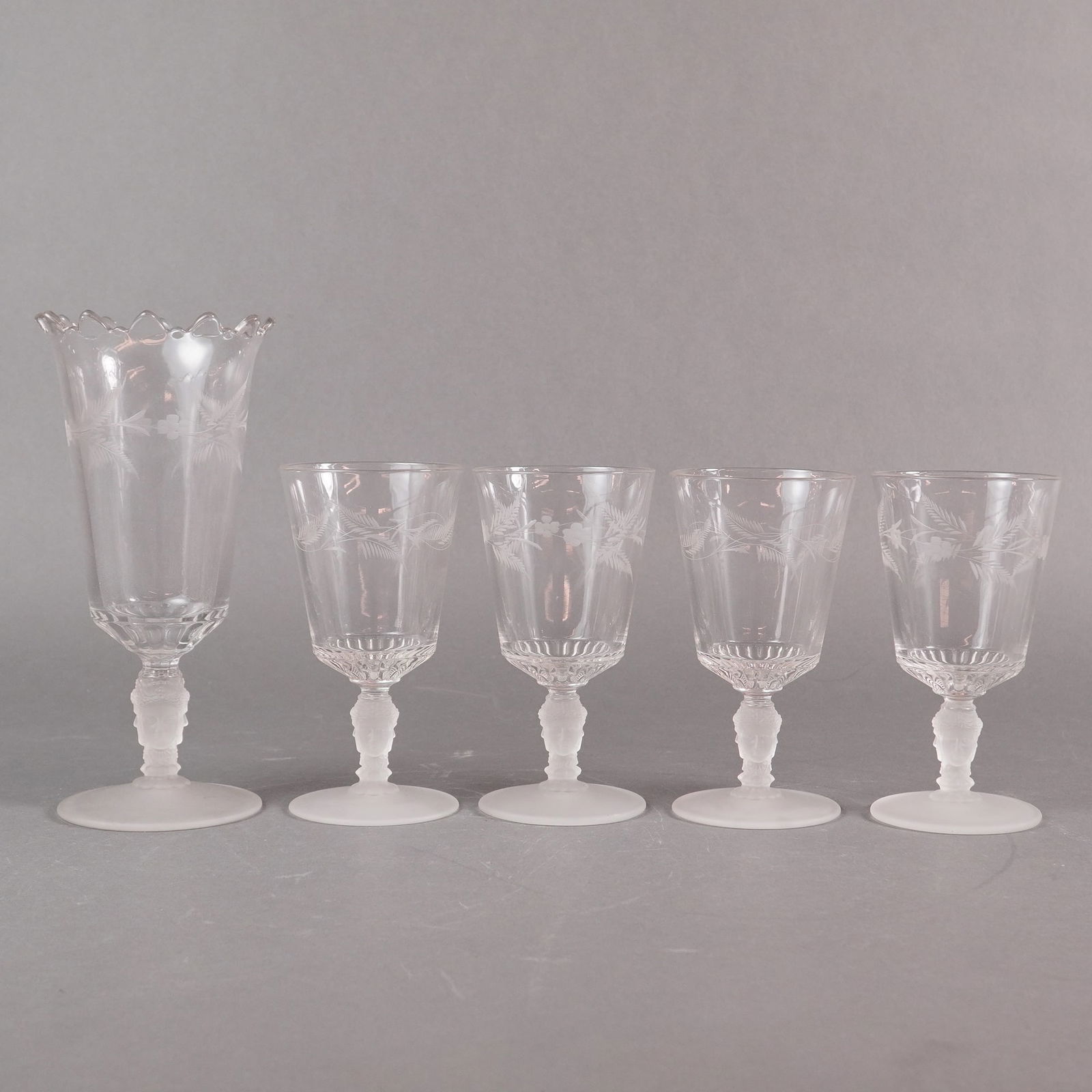 5 EAPG Neoclassical Stemware Pieces incl. Footed Celery Vase & Goblets (1 of 4)
