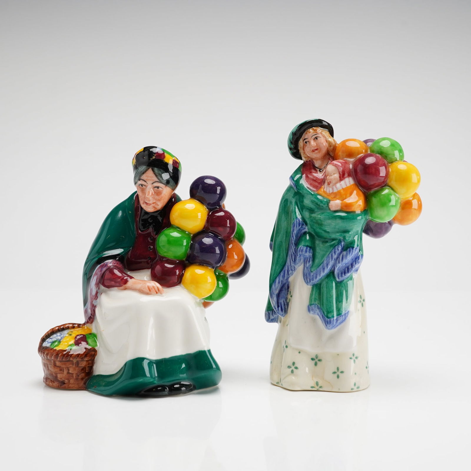 Two Royal Doulton Mini Figurines Old Balloon Seller and Balloon Seller (1 of 3)