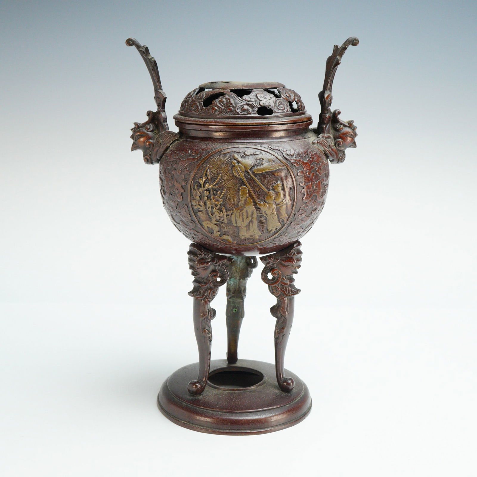 Antique Japanese Meiji Period Bronze Incense Burner (1 of 5)