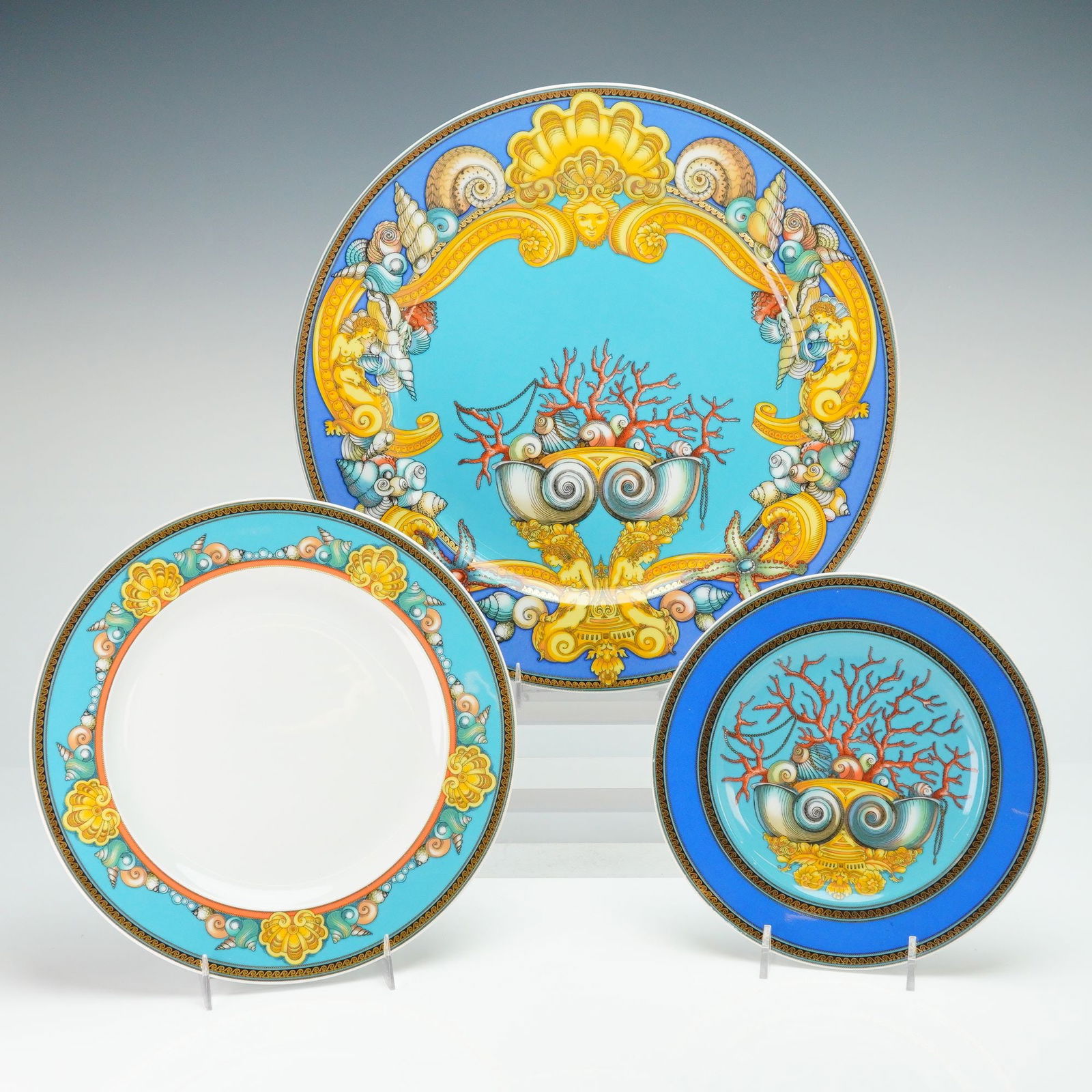 3pc Versace Rosenthal Porcelain Plate Set, Les Tresors de la Mer (1 of 5)