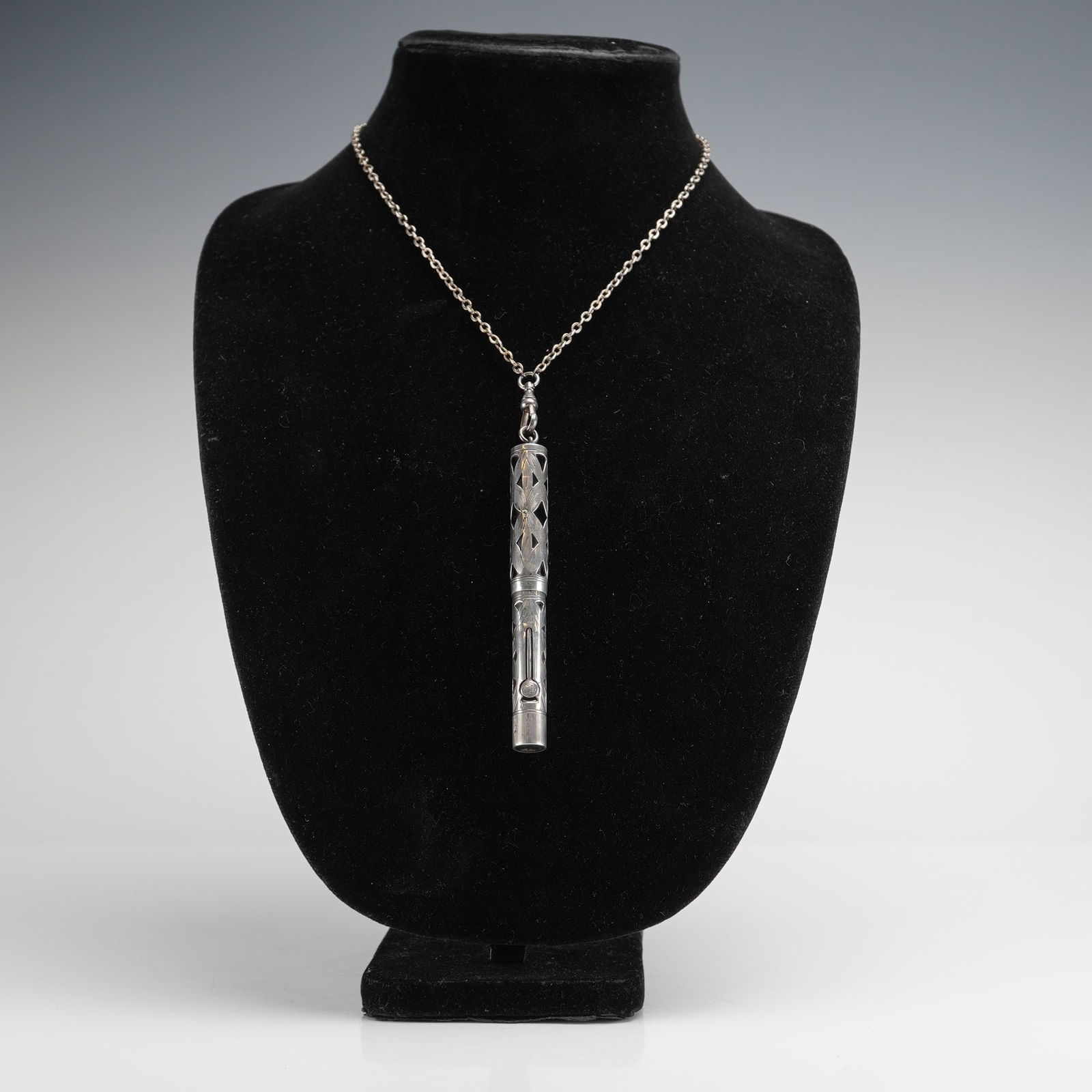 Waterman's Sterling Silver Overlay Chatelaine Fountain Pen Necklace (1 of 7)