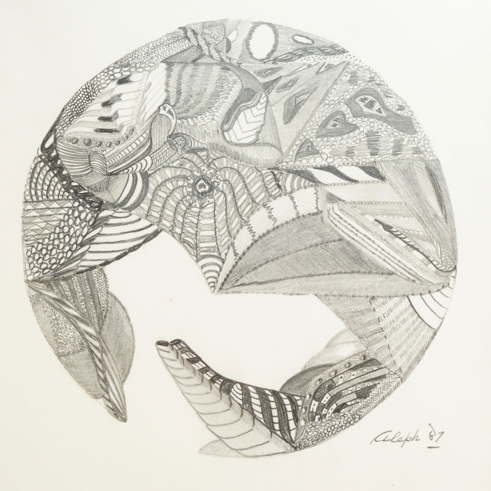 Zentangle Abstract Drawing Framed, Signed - 3