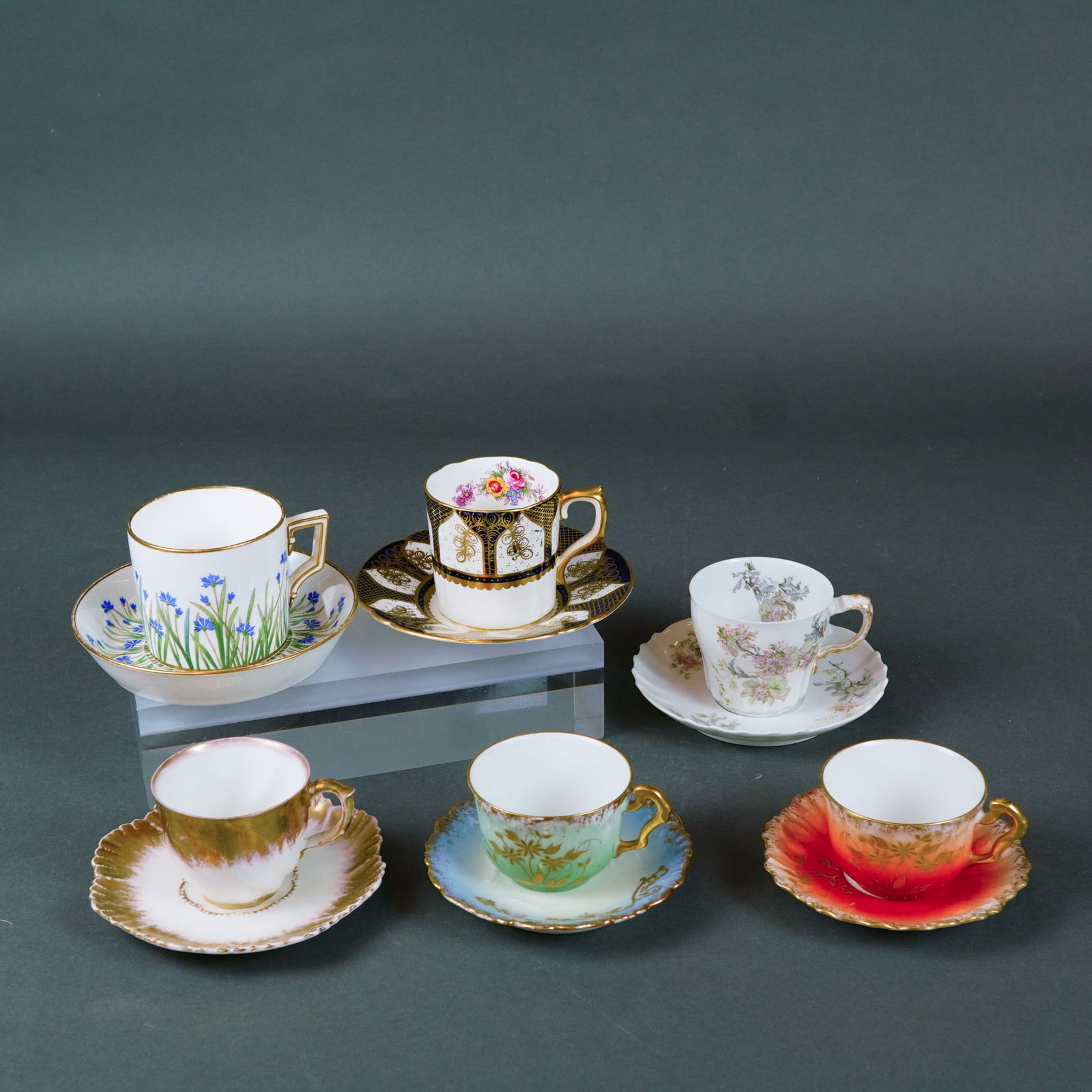 12pc Limoges and Royal Crown Derby Demitasse Cups and Saucers (1 of 3)