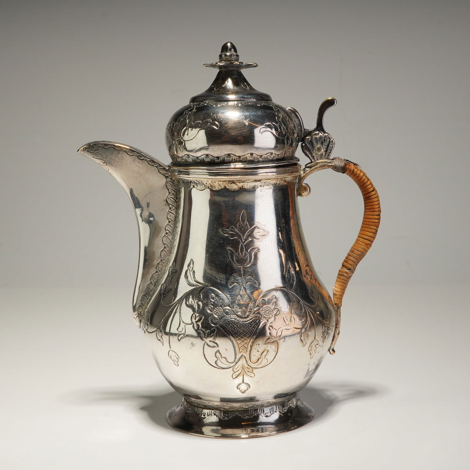 Silver-Plated Engraved Floral Coffee Pot (1 of 3)