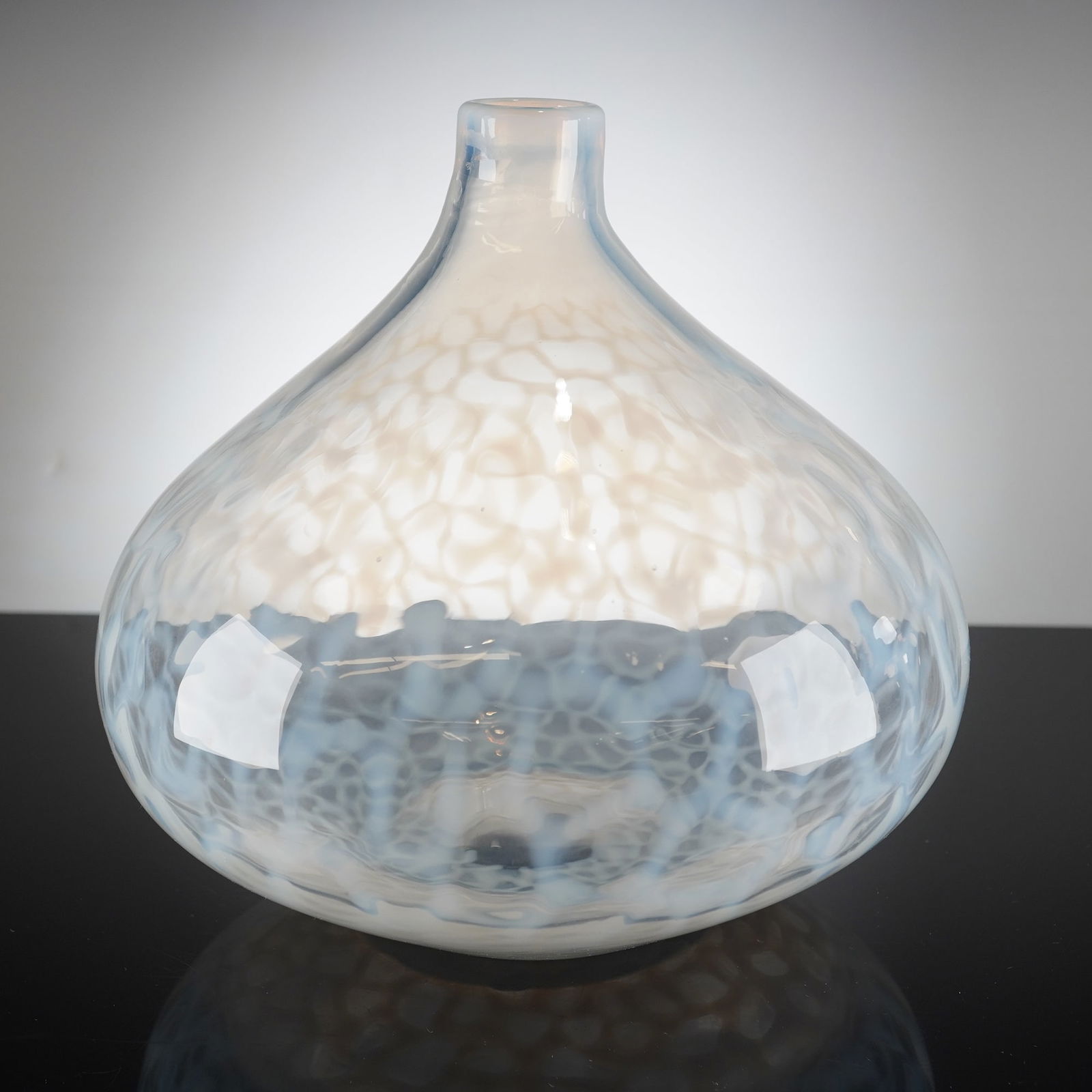 Studio Art Glass White Opaline Spotted Tear Drop Vase (1 of 3)