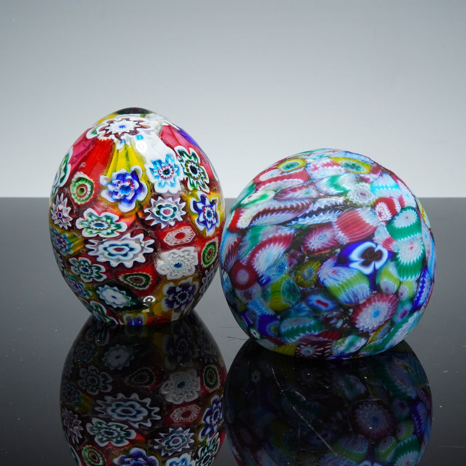 2pc Millefiori Art Glass Paperweights (1 of 4)