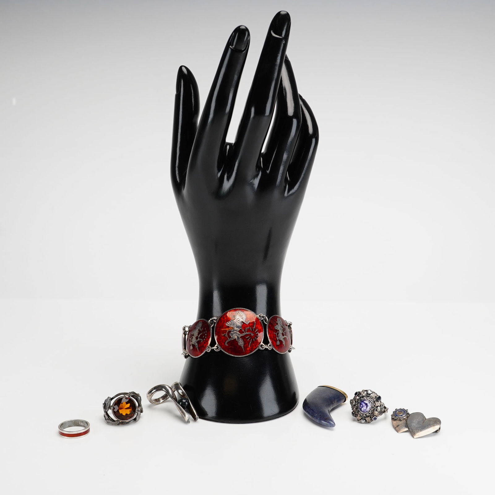 7pc Sterling Silver and Mixed Metal Rings, Bracelet, and Pin Collection (1 of 4)