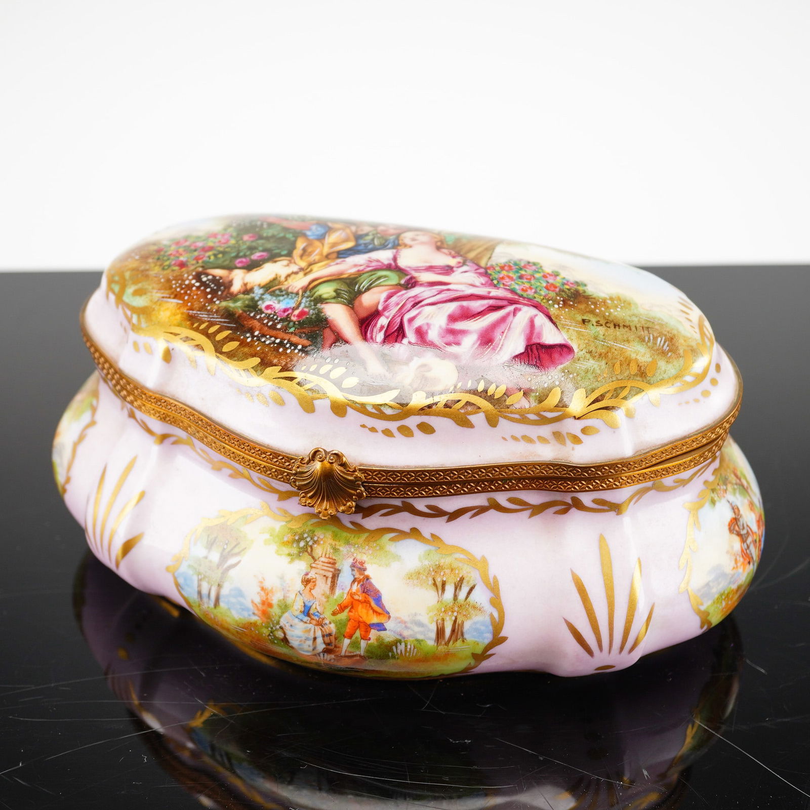 After Sevres Porcelain P. Schmitt Gilt Vanity Box (1 of 5)