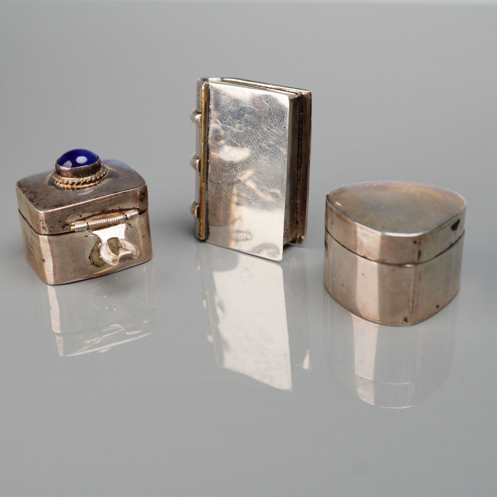 Three Mexican Sterling Silver Miniature Hinged Boxes (1 of 5)