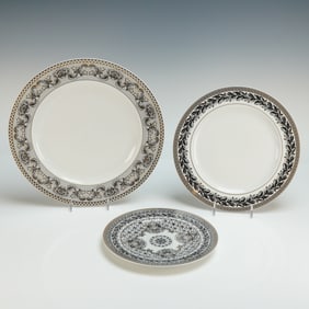 3-Piece Set of Versace Rosenthal Porcelain Plates, Marqueterie