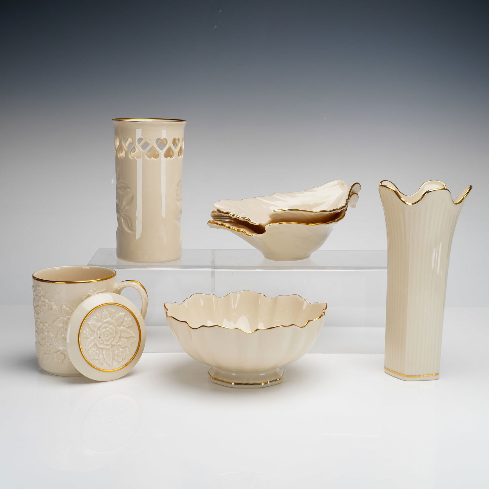 6pc Lenox Bone China Tableware and Decorative Items - 2