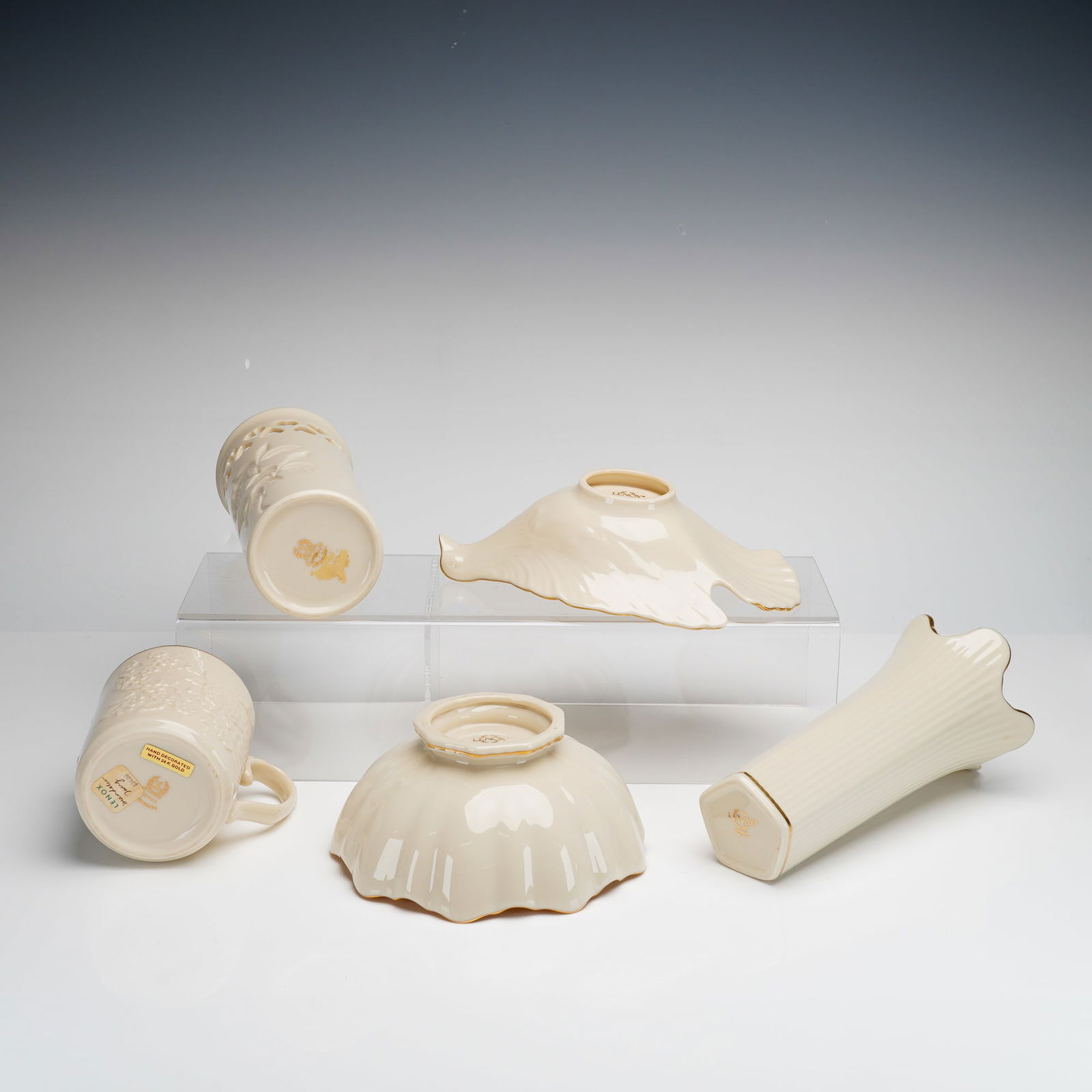 6pc Lenox Bone China Tableware and Decorative Items - 3