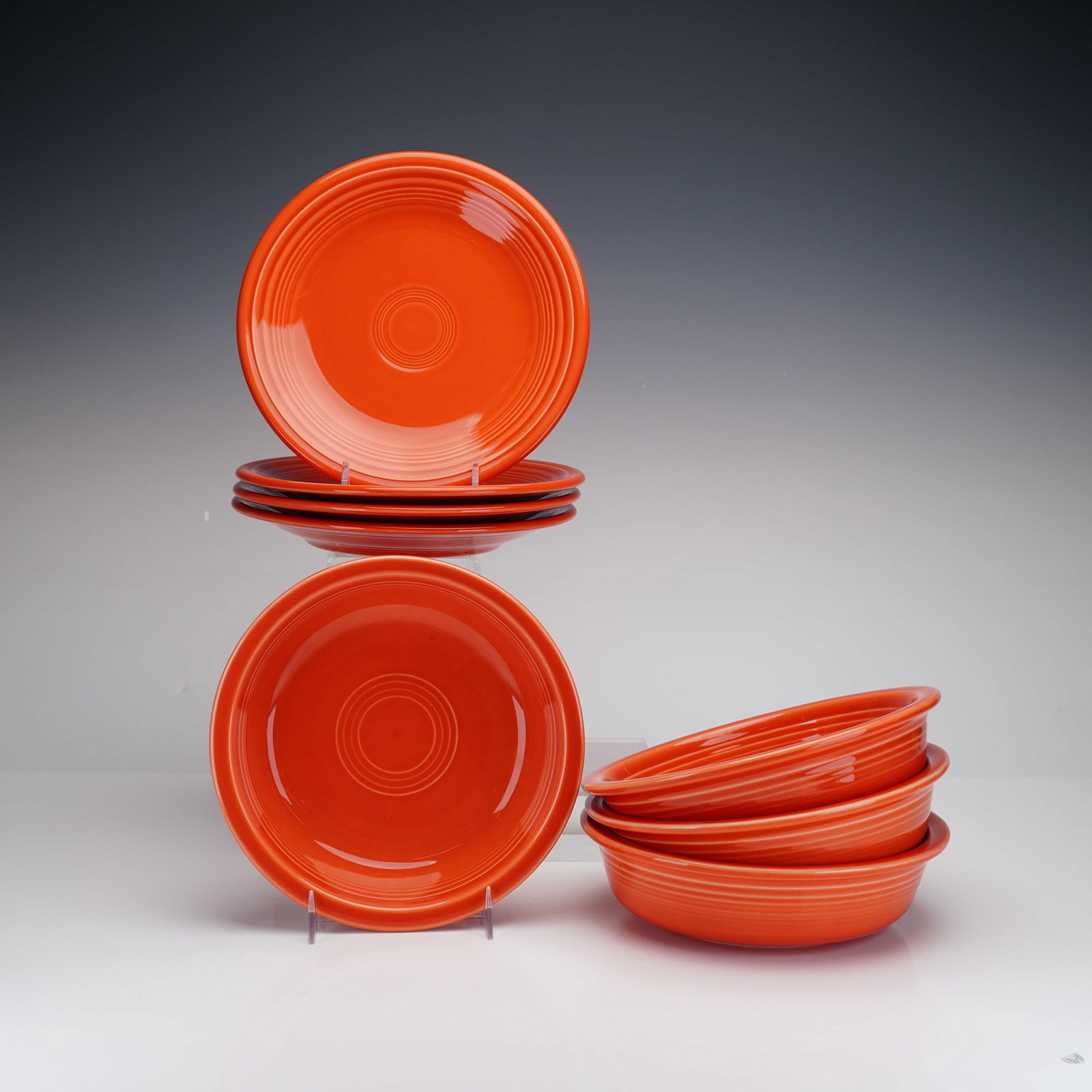 8pc Homer Laughlin Fiesta Ware Bowls and Plates in Poppy (1 of 2)