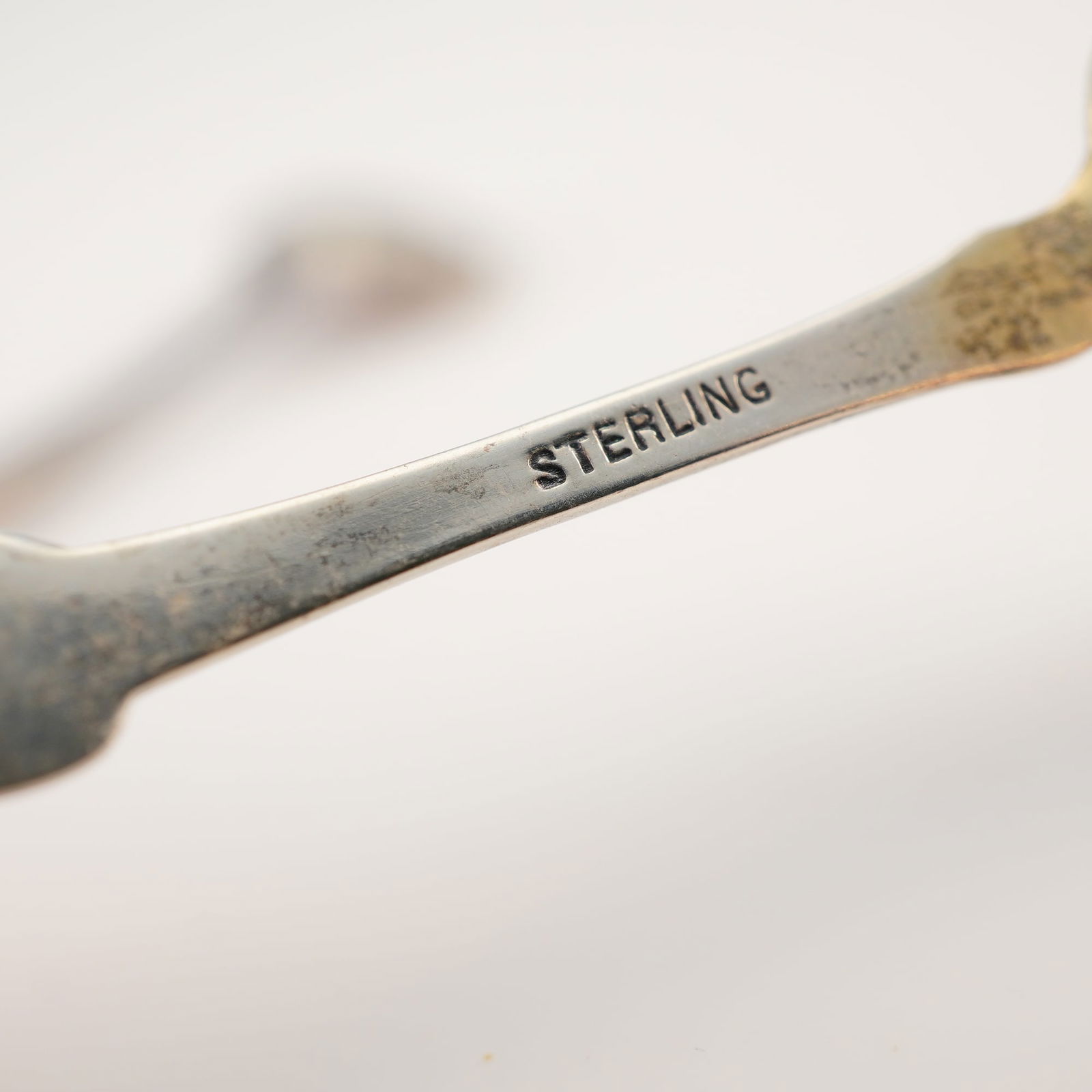 2pc Sterling Silver Beaded Scroll Salt Spoons - 3