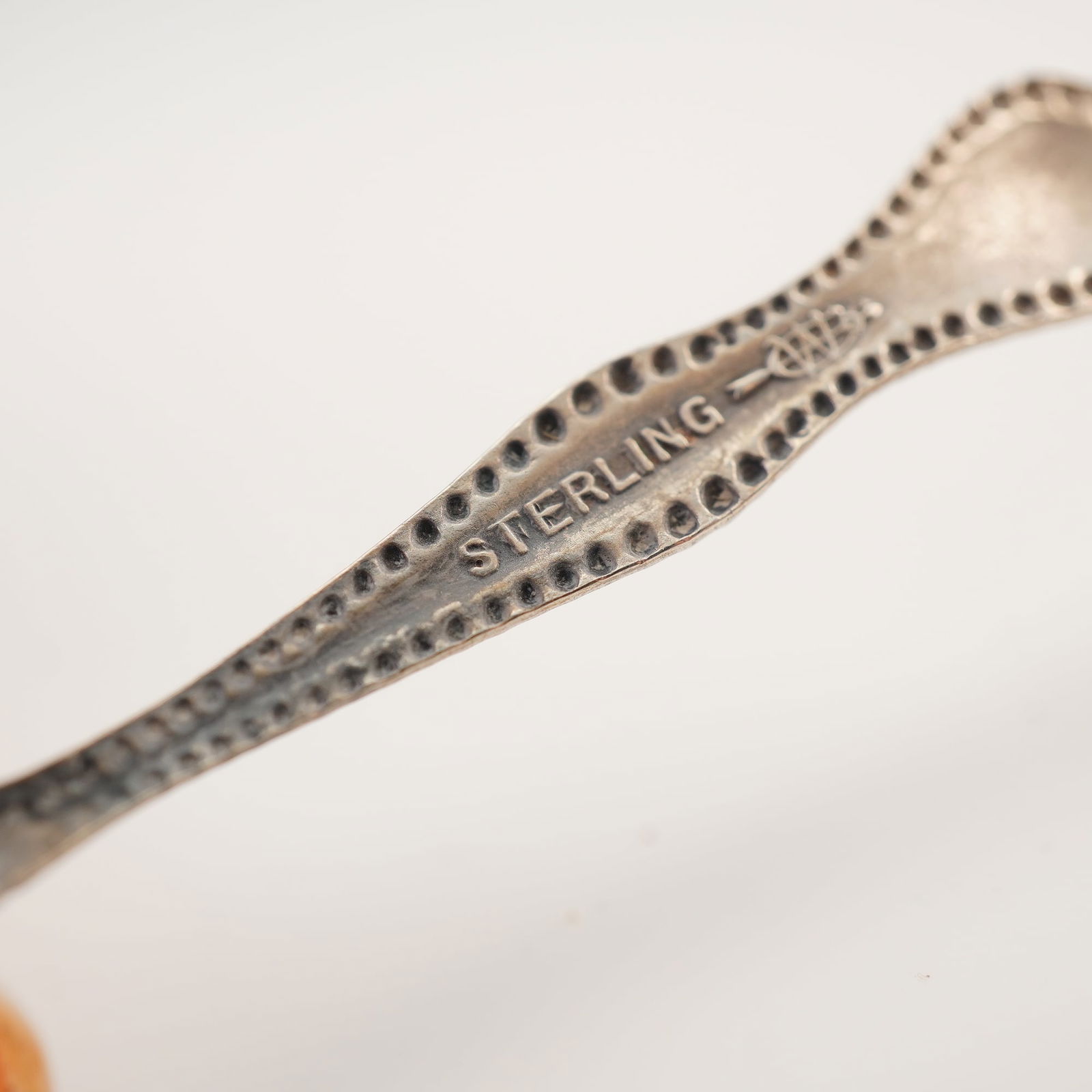 2pc Sterling Silver Beaded Scroll Salt Spoons - 4