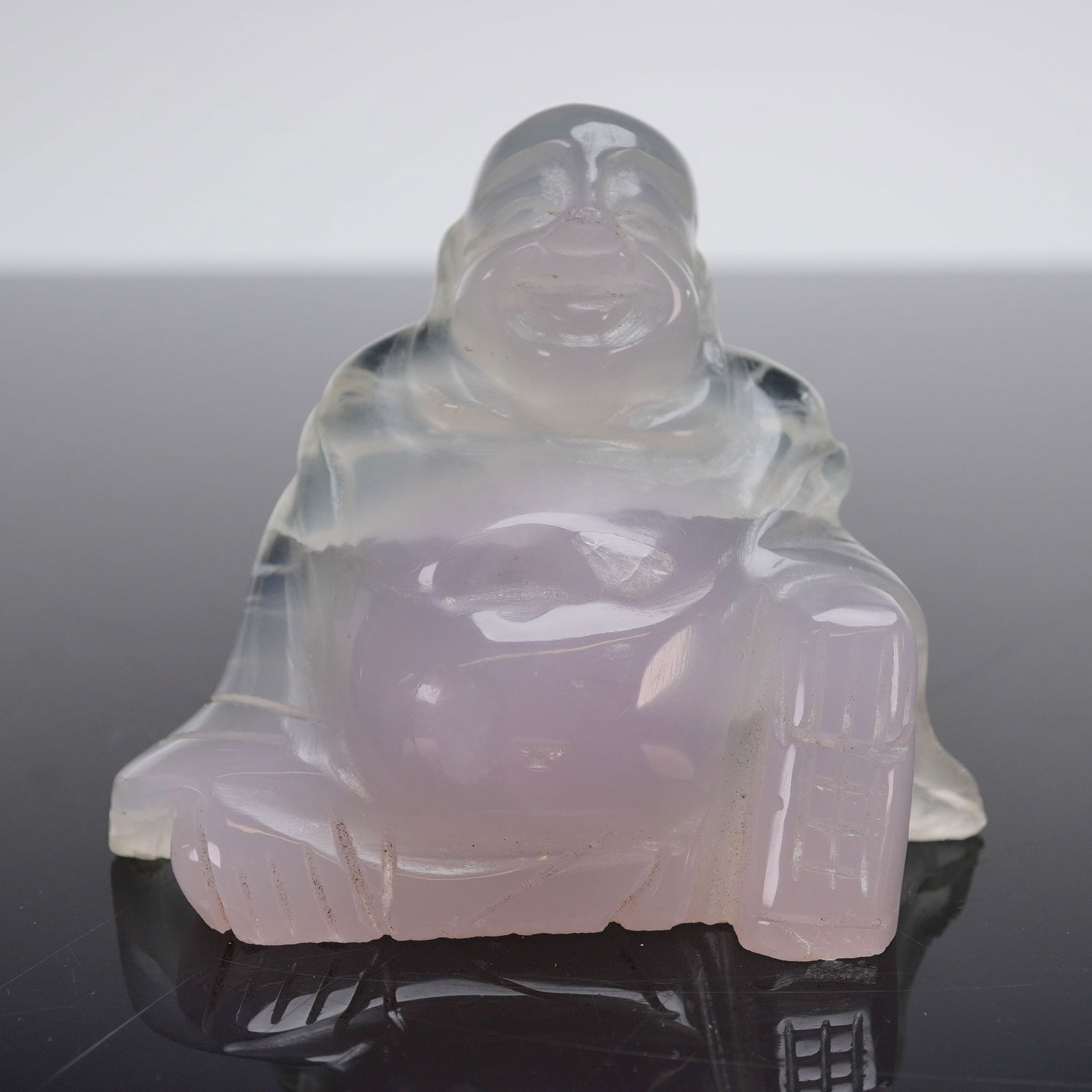 Carved Gemstone Laughing Buddha Figurine (1 of 3)