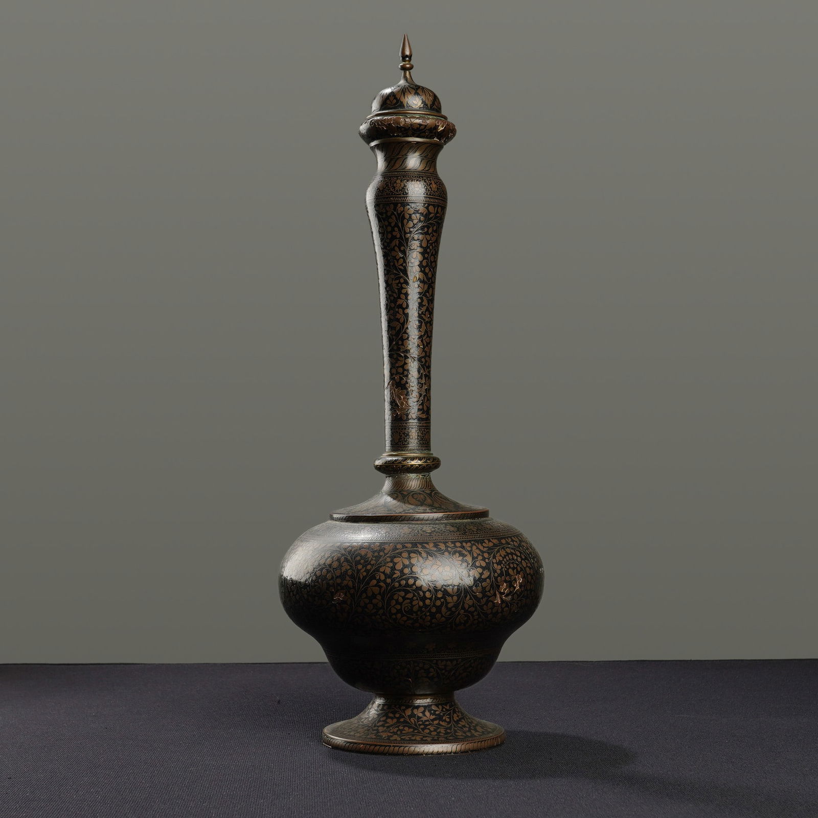 Indian Brass with Black Niello Inlay Surahi Bottle (1 of 4)