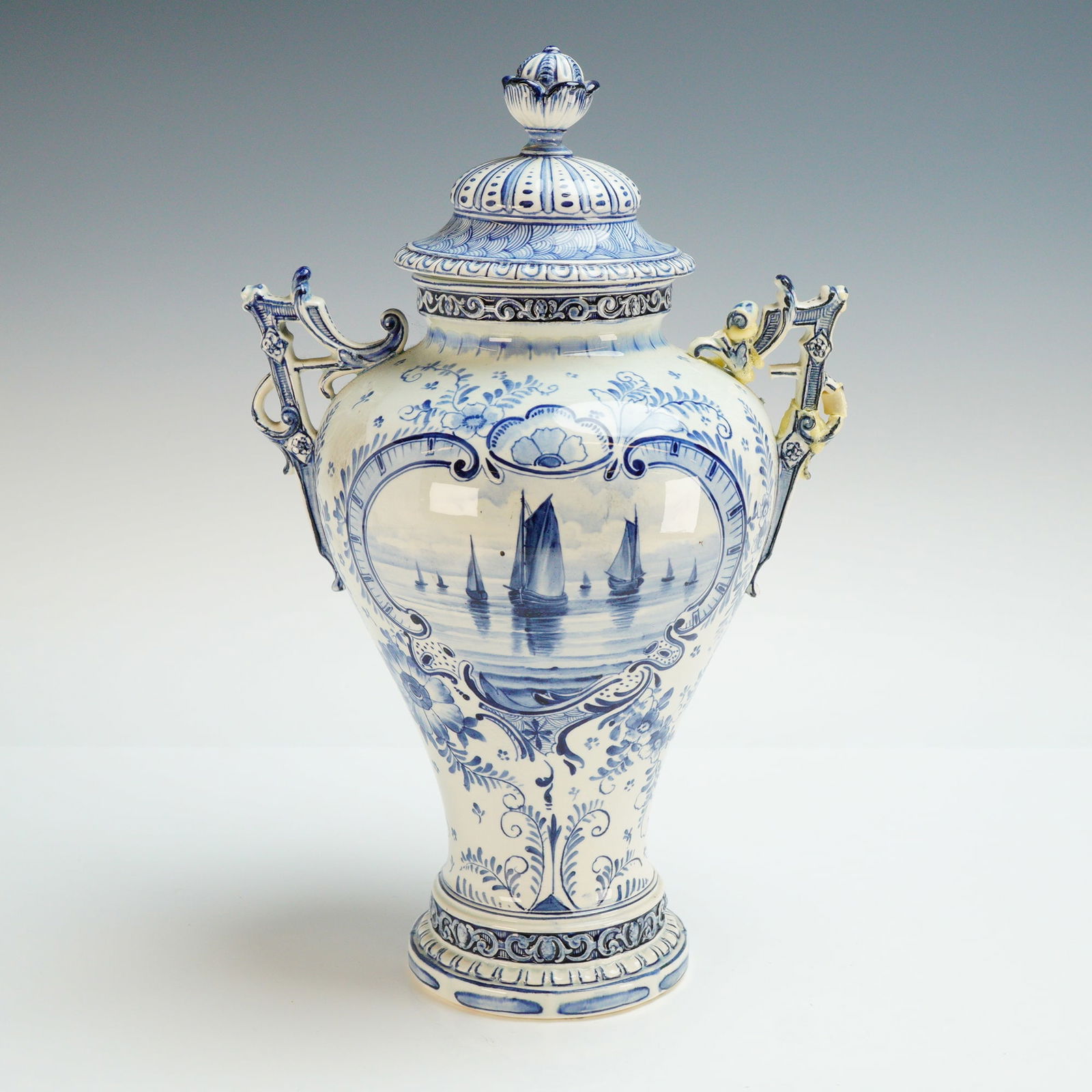 Royal Bonn Delft Blue Faience Double Handled Covered Urn (1 of 5)