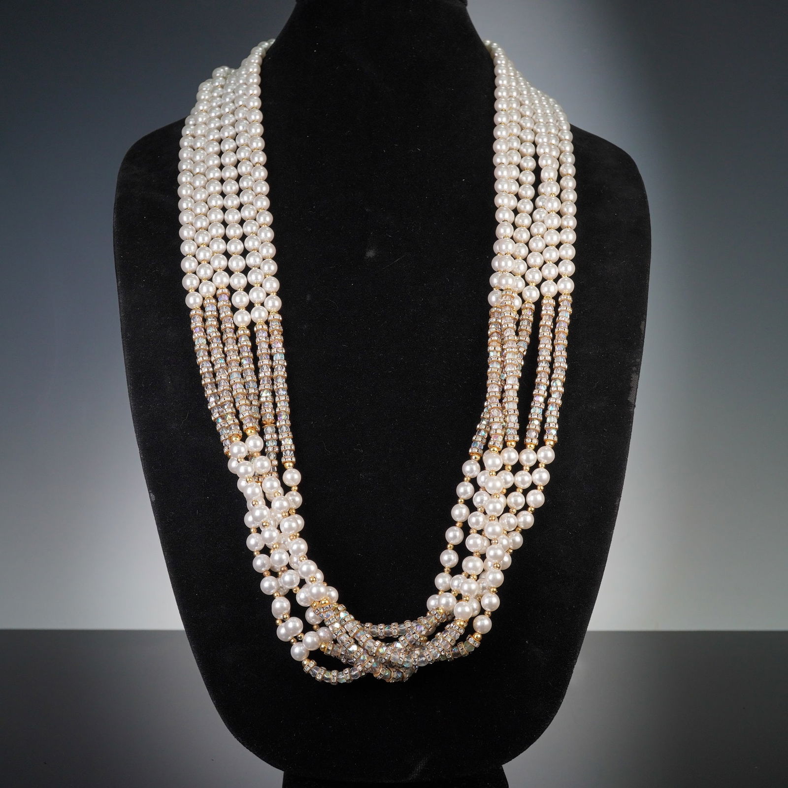 Valentino Garavani Multistrand Imitation Pearl and Iridescent Bead Necklace (1 of 5)