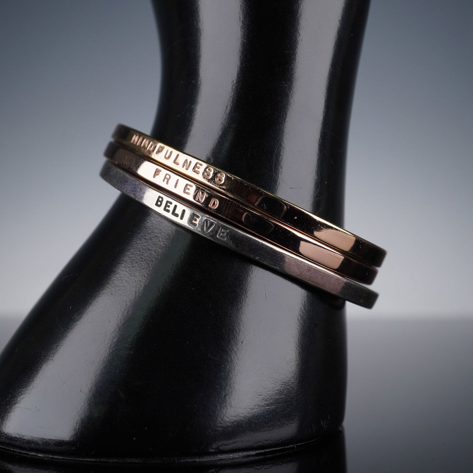 A Trio of GK Designs Tri-Color Sterling Silver Stamped Cuff Bracelets (1 of 4)