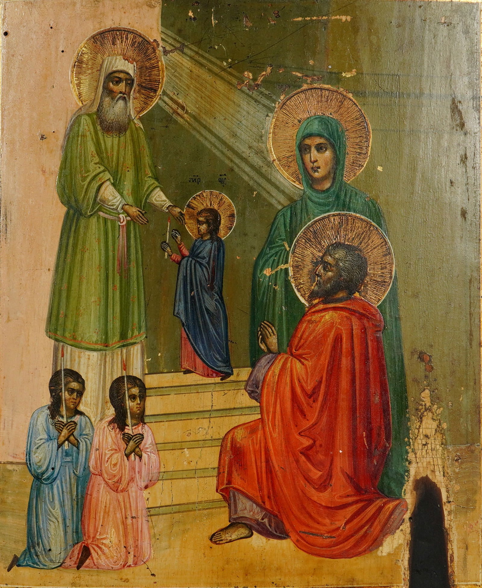 Russian Orthodox Icon, Tempera & Gilt on Wooden Panel, Presentation of Mary (1 of 7)