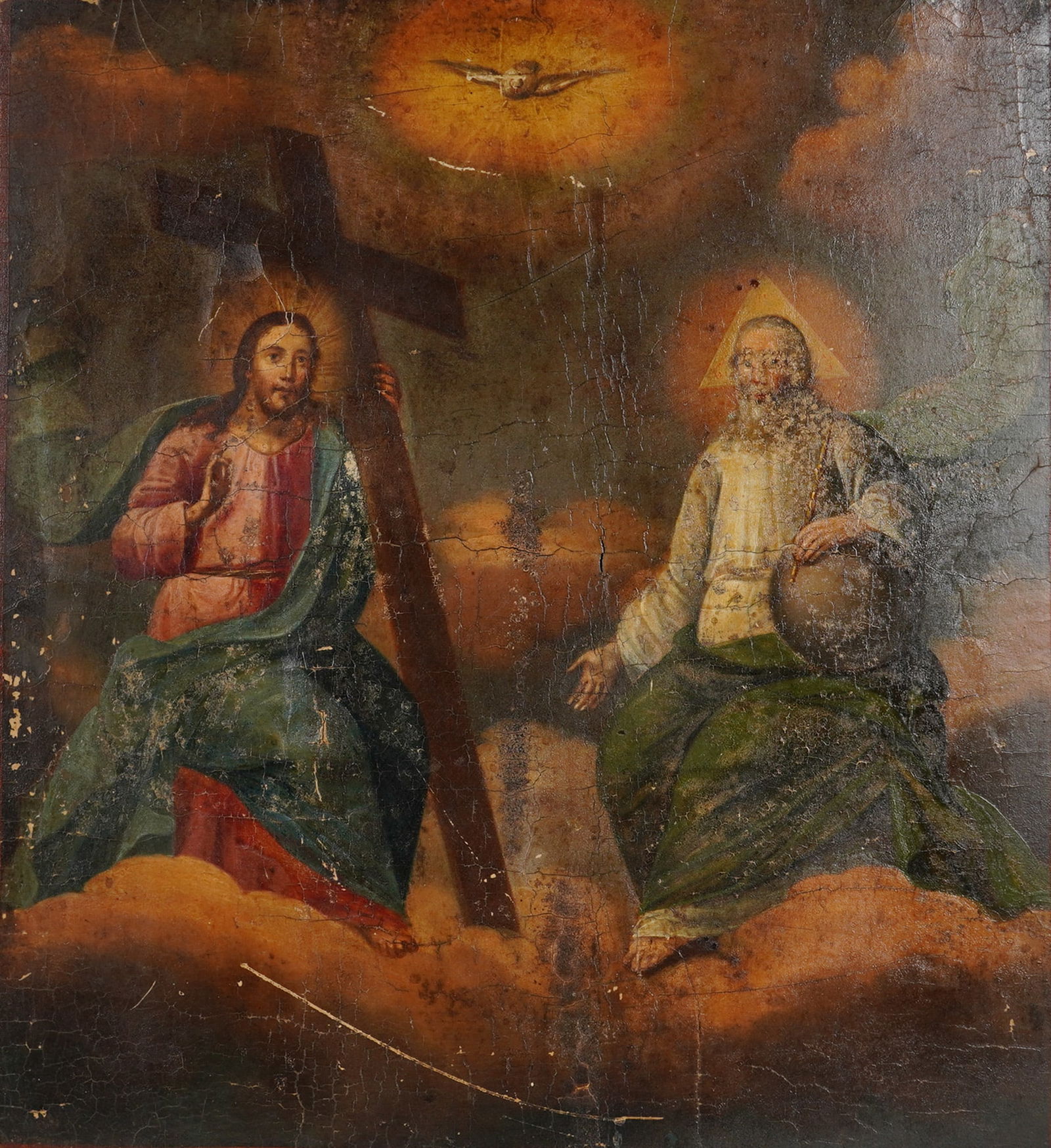 Russian Orthodox Icon, Tempera and Gilt on Wood Panel, The Holy Trinity (1 of 6)