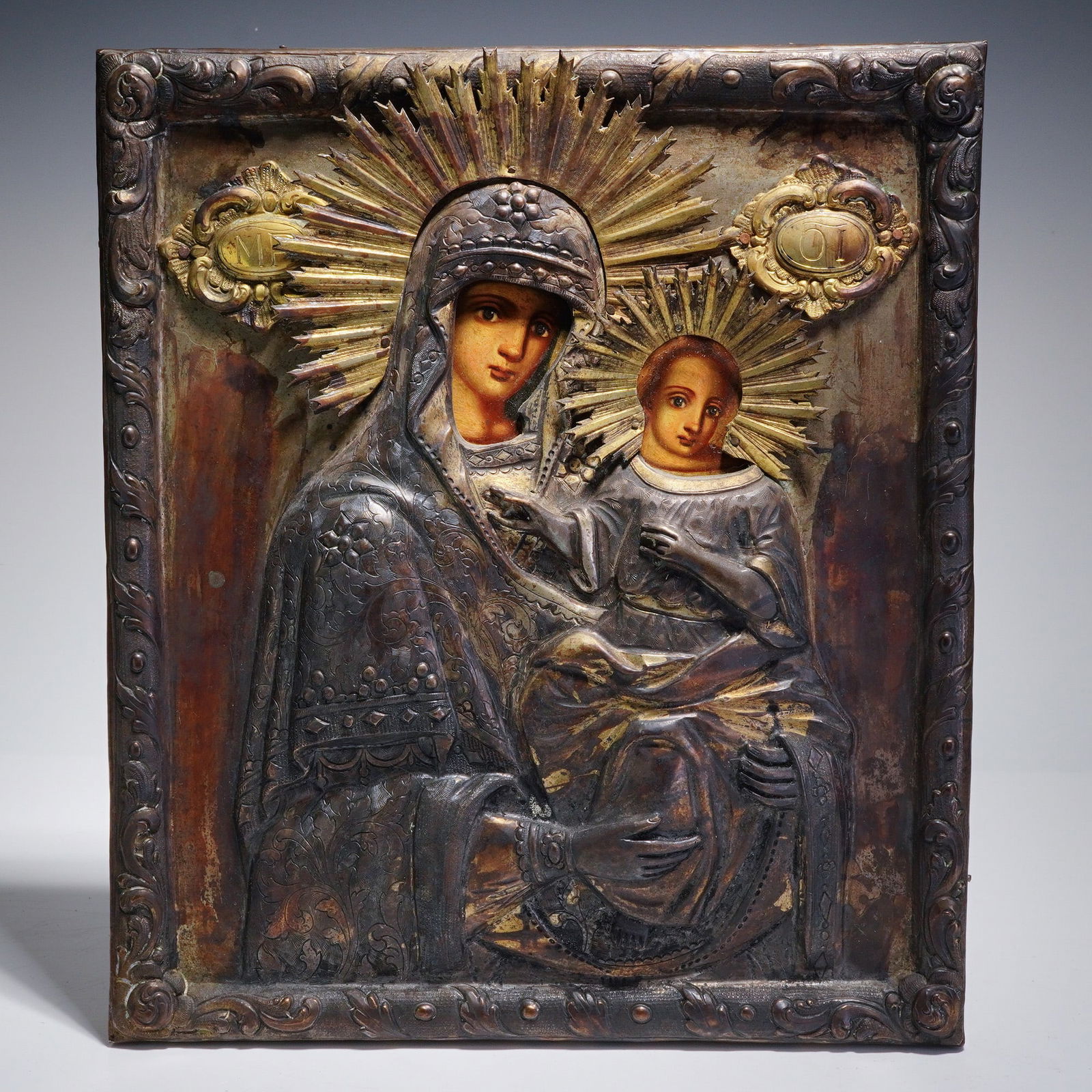 Russian Orthodox Icon Madonna and Child with Metal Riza (1 of 6)