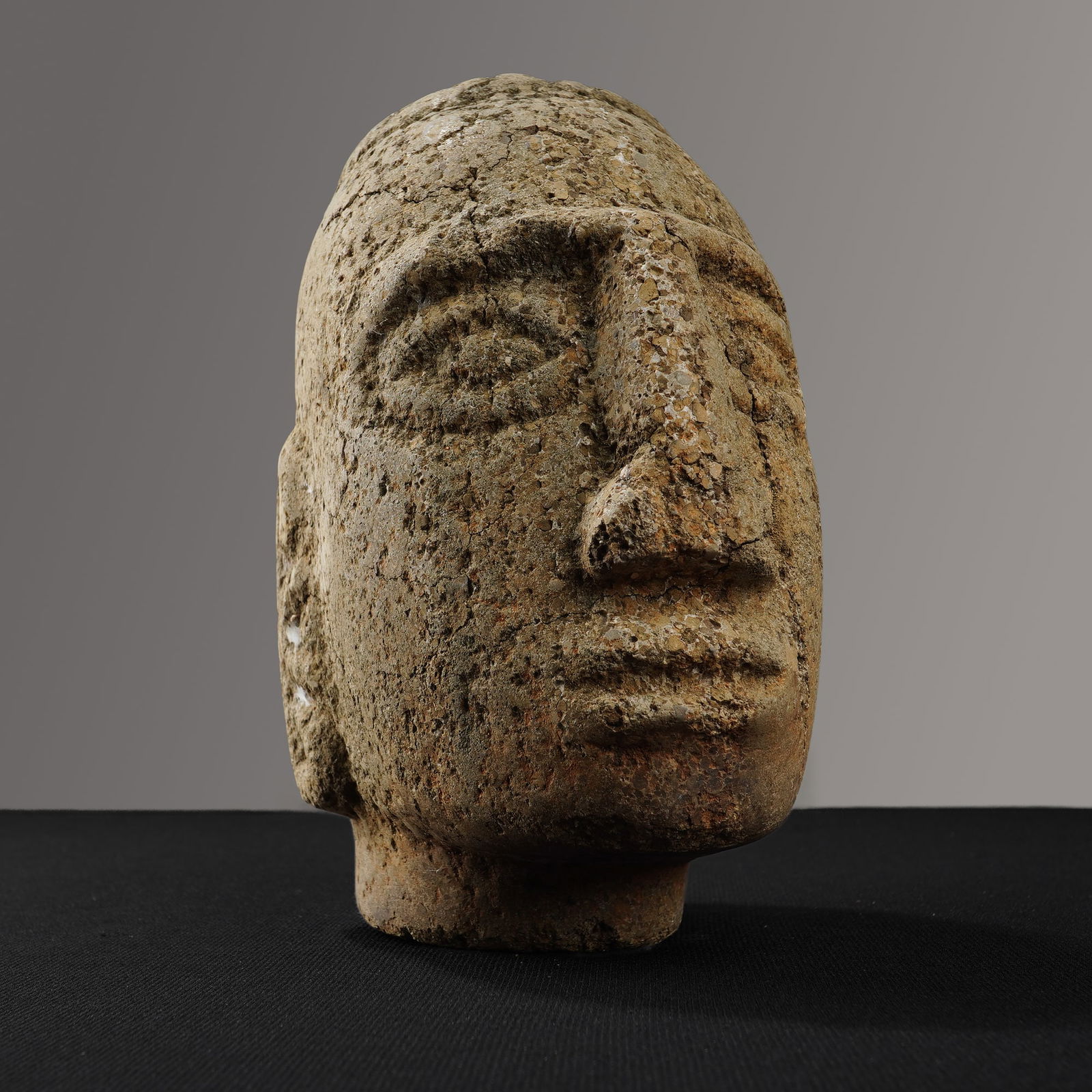 Pre-Columbian Costa Rican Volcanic Rock Carved Trophy Head (1 of 5)